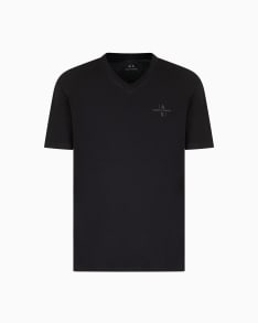 Short-sleeved sweatshirt with contrasting stripes