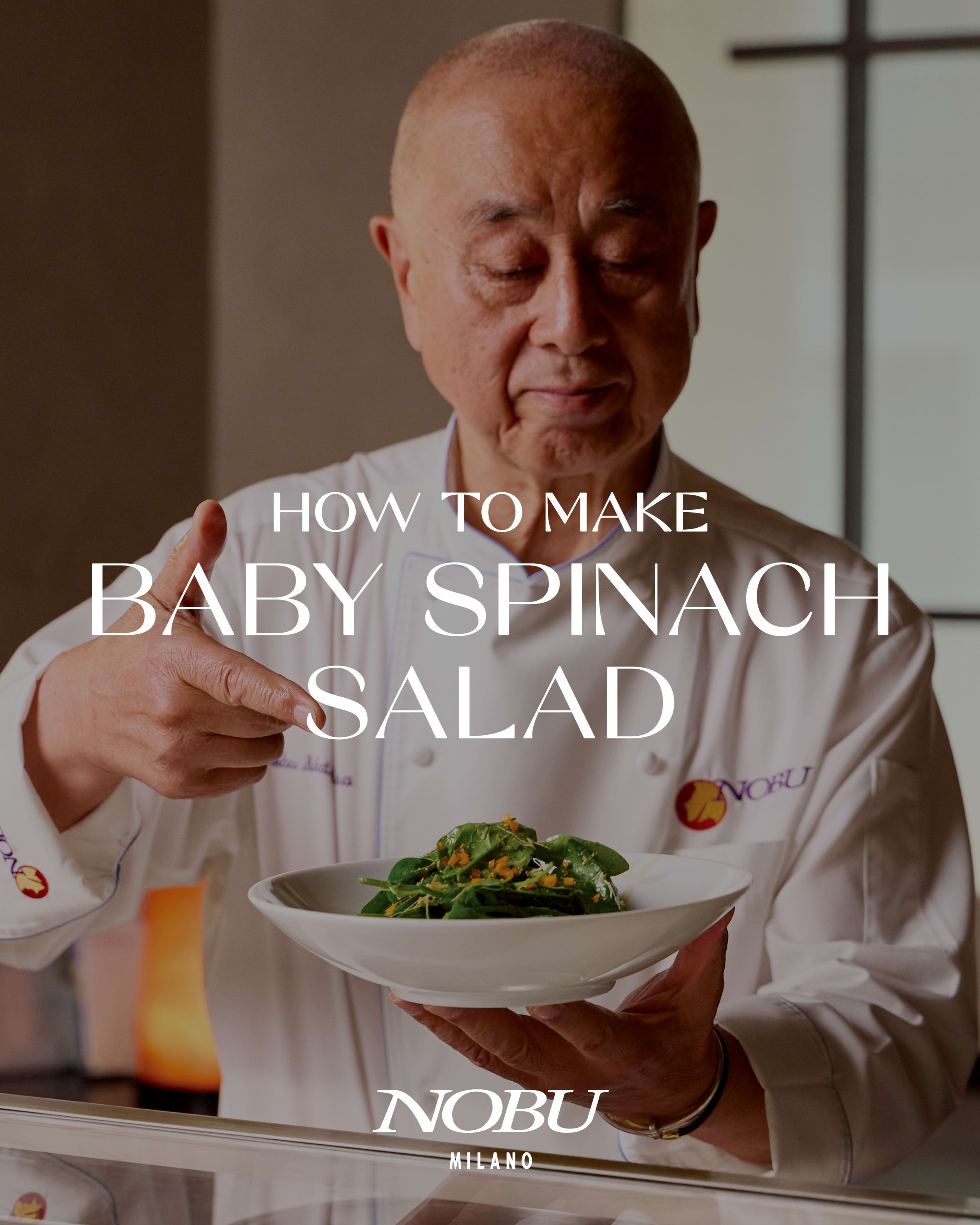 Nobu_San_Serving_Baby_Spinach_Salad