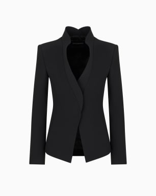 Crêpe cady jacket with ruffle-effect contoured edges