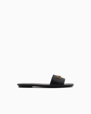 Nappa-leather sandals with eagle plate