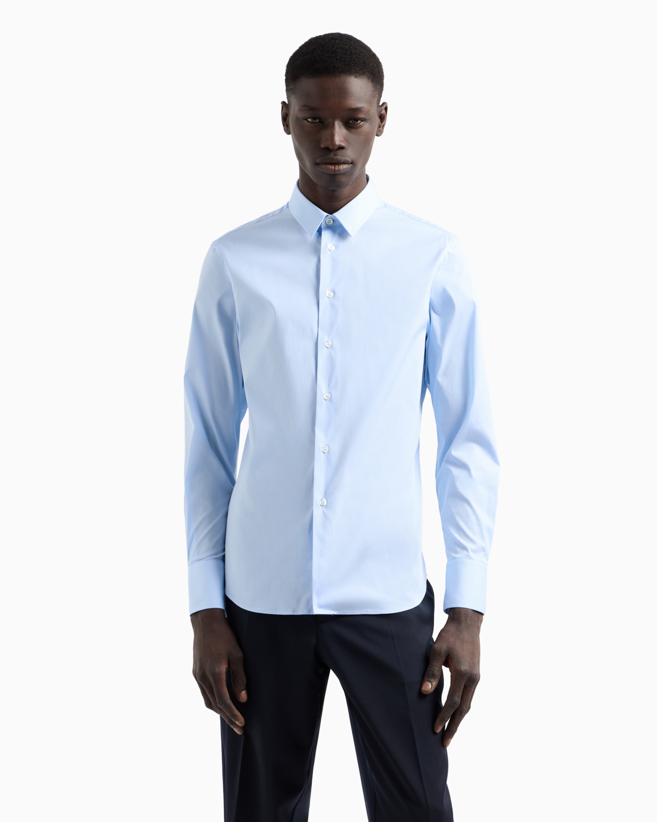 Stretch cotton poplin shirt Slide 3