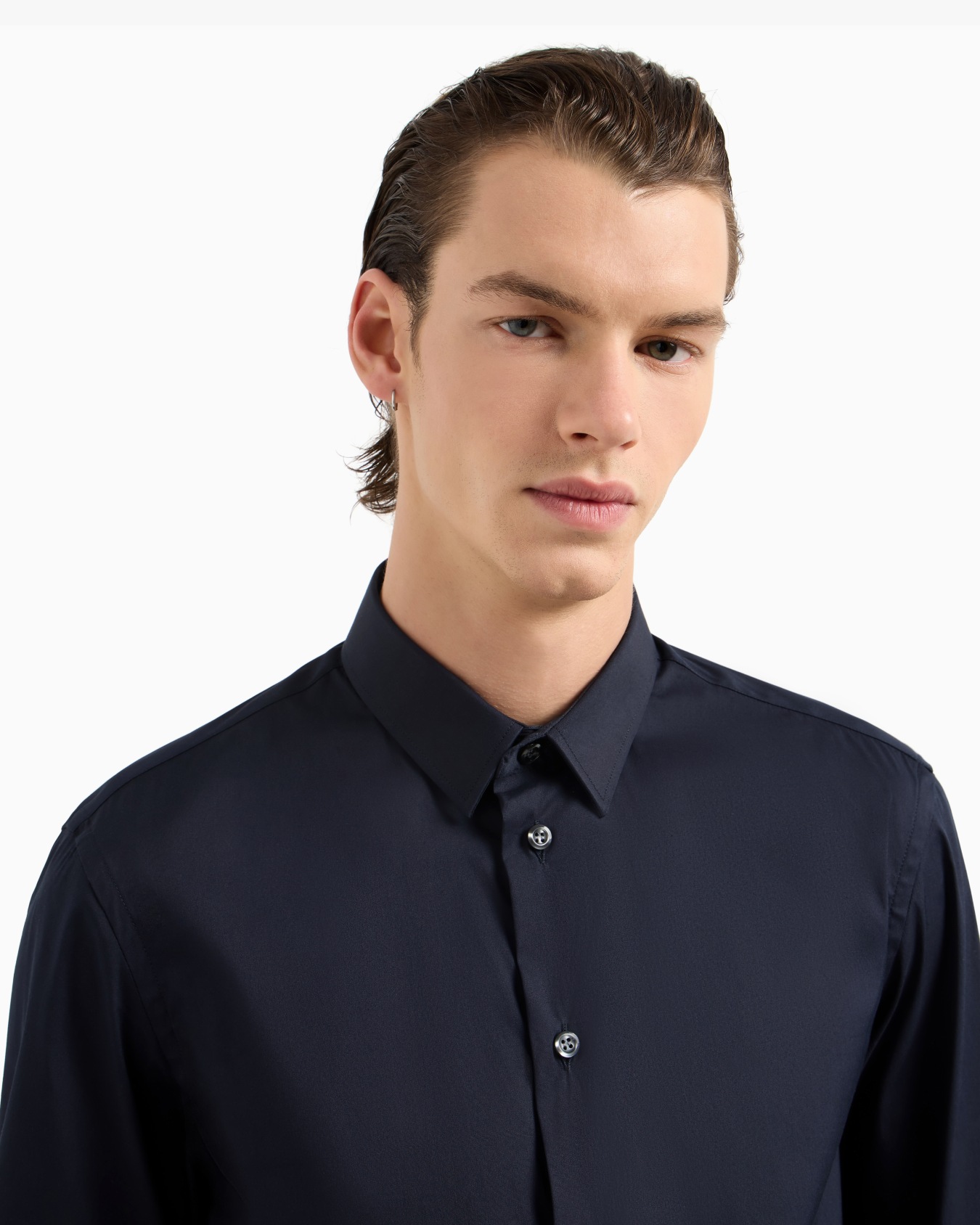 Stretch cotton poplin shirt Diapositiva 4