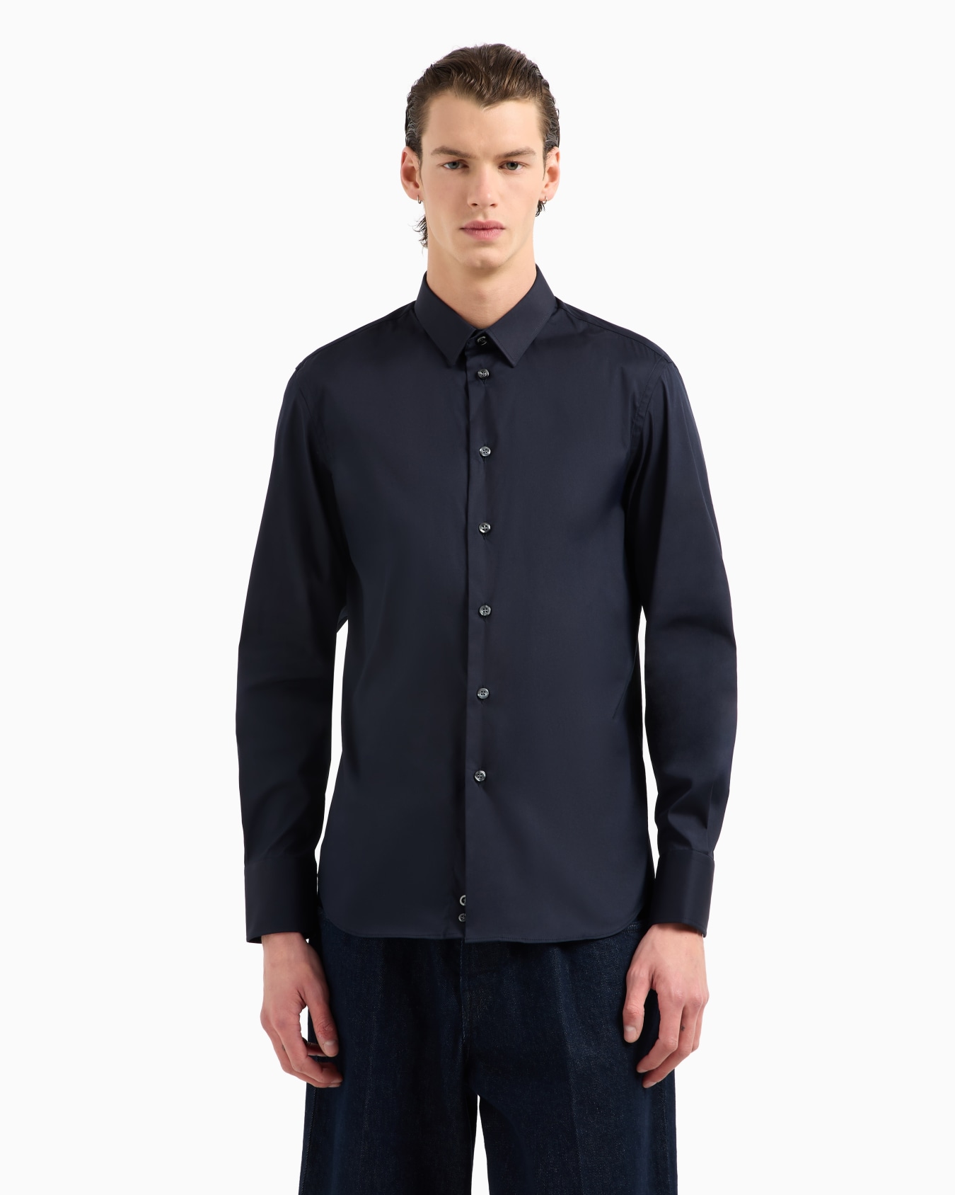 Stretch cotton poplin shirt Diapositiva 3