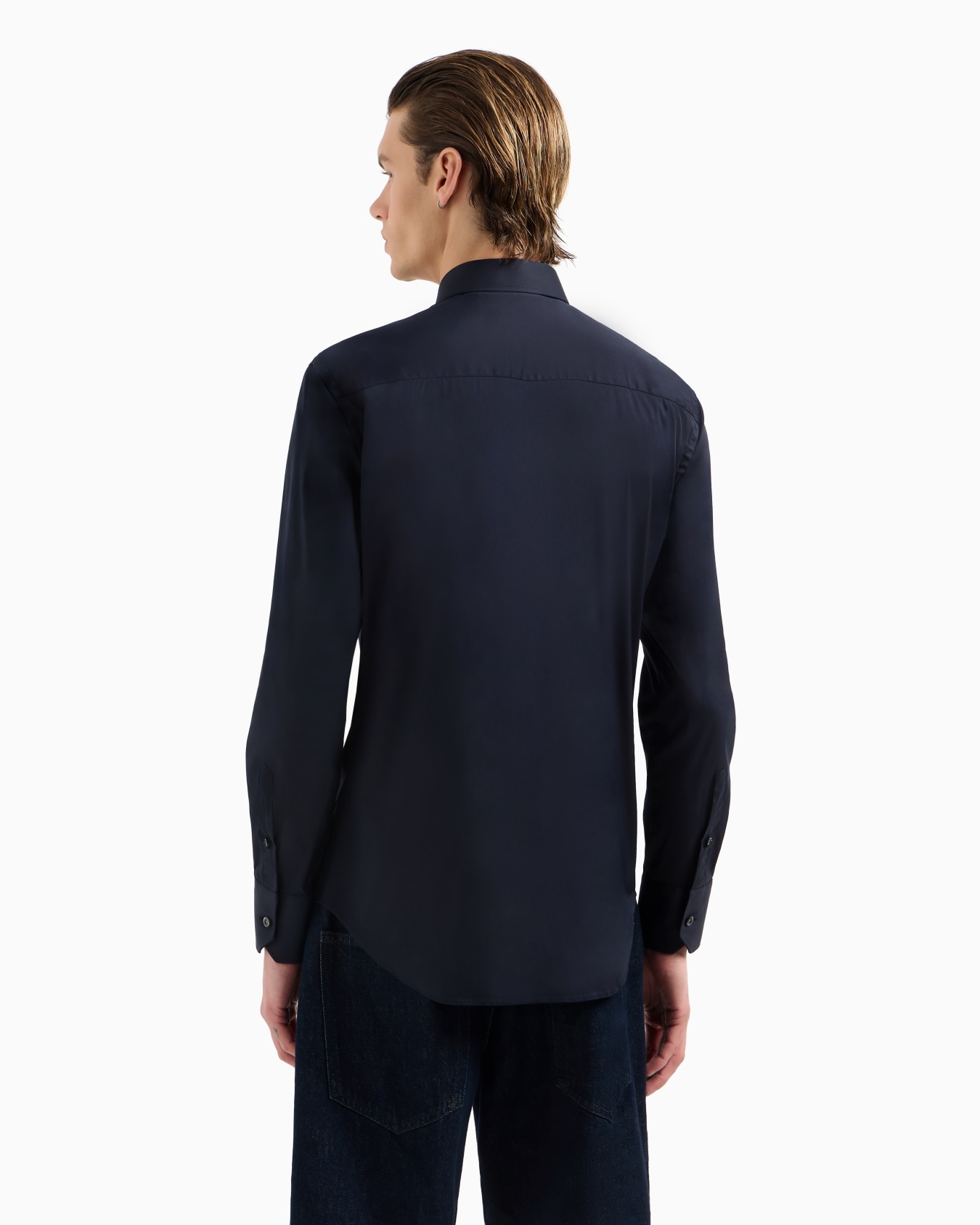 Stretch cotton poplin shirt Diapositiva 2