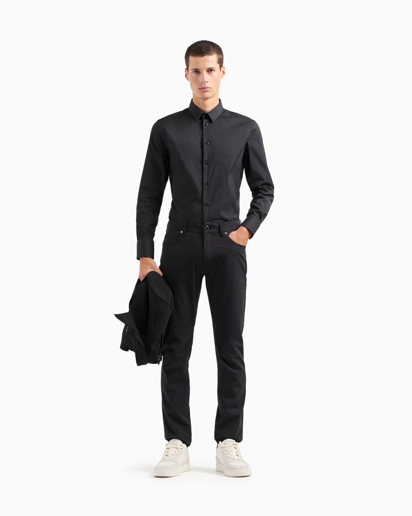 Stretch cotton poplin shirt Diapositiva 1