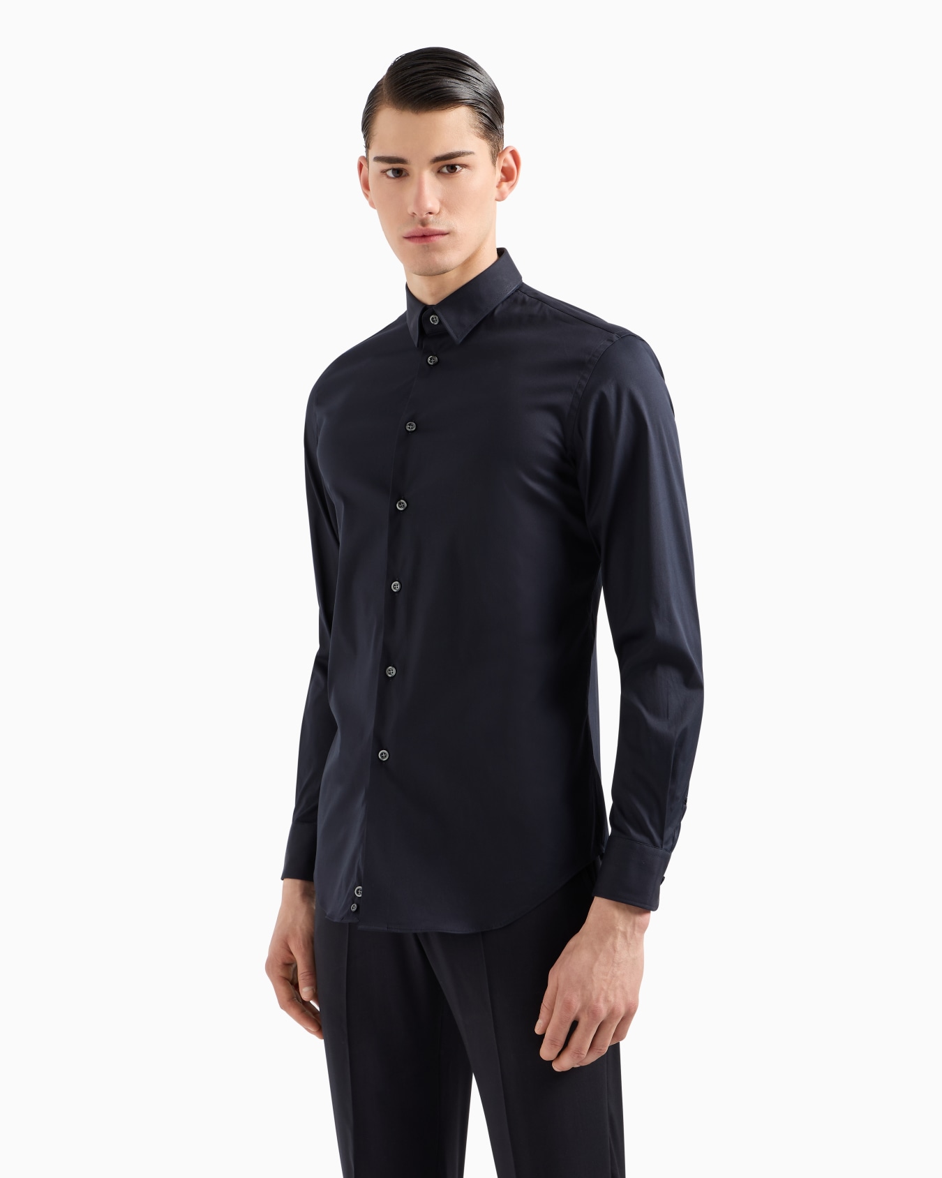 Stretch cotton poplin shirt Slide 3