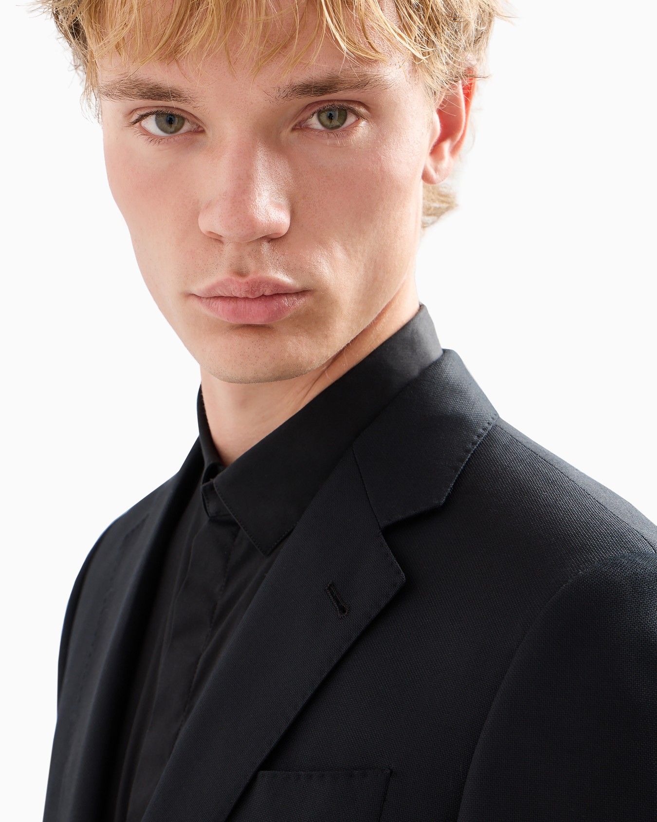 Comfort-fit single-breasted jacket in virgin-wool hopsack Diapositiva 4