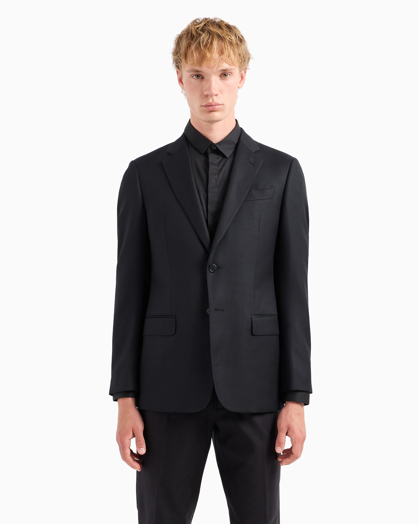 Comfort-fit single-breasted jacket in virgin-wool hopsack Slide 3