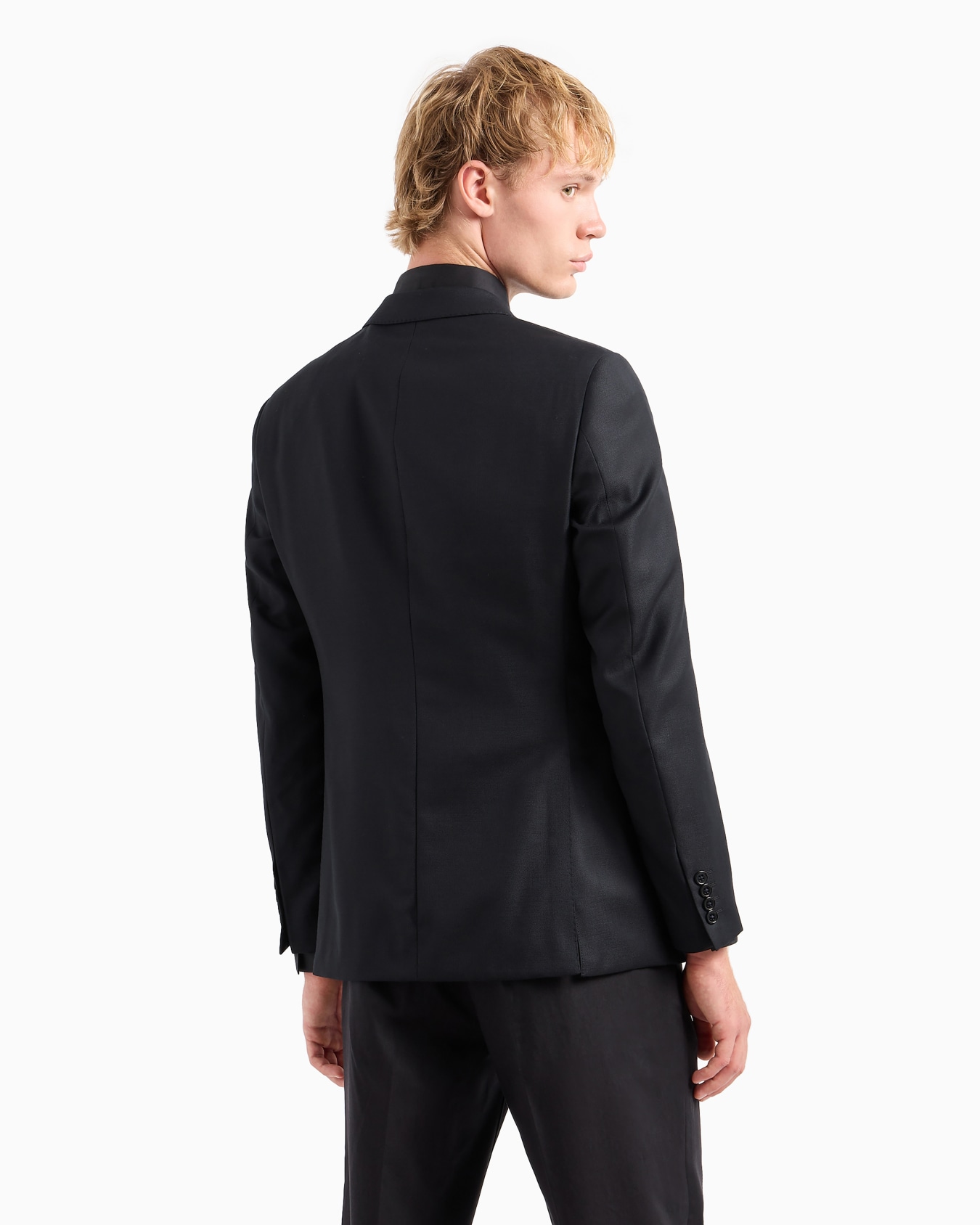 Comfort-fit single-breasted jacket in virgin-wool hopsack Slide 2