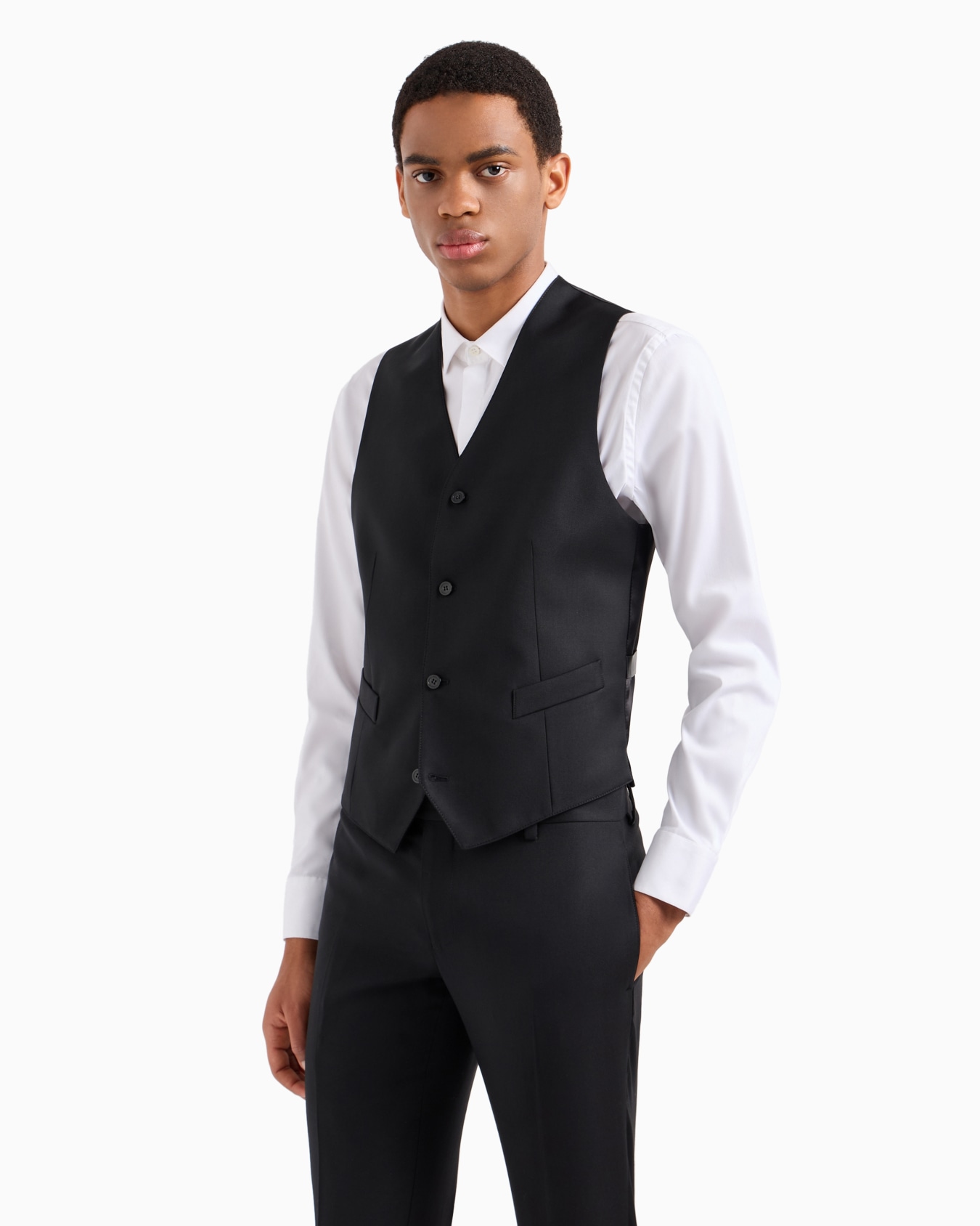 Single-breasted, worsted virgin-wool gilet Slide 3
