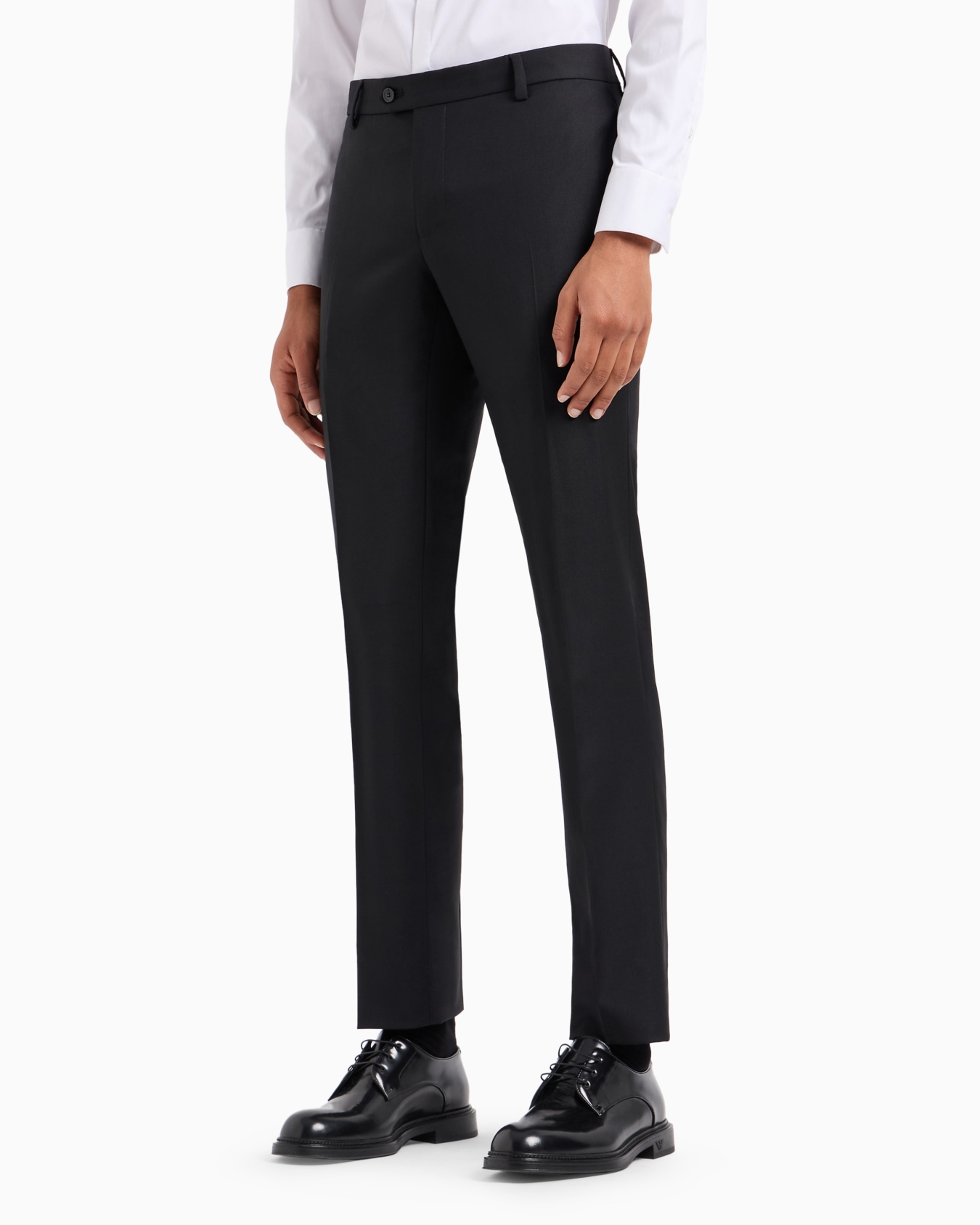 Pantalones con pliegue de lana virgen cepillada Diapositiva 3