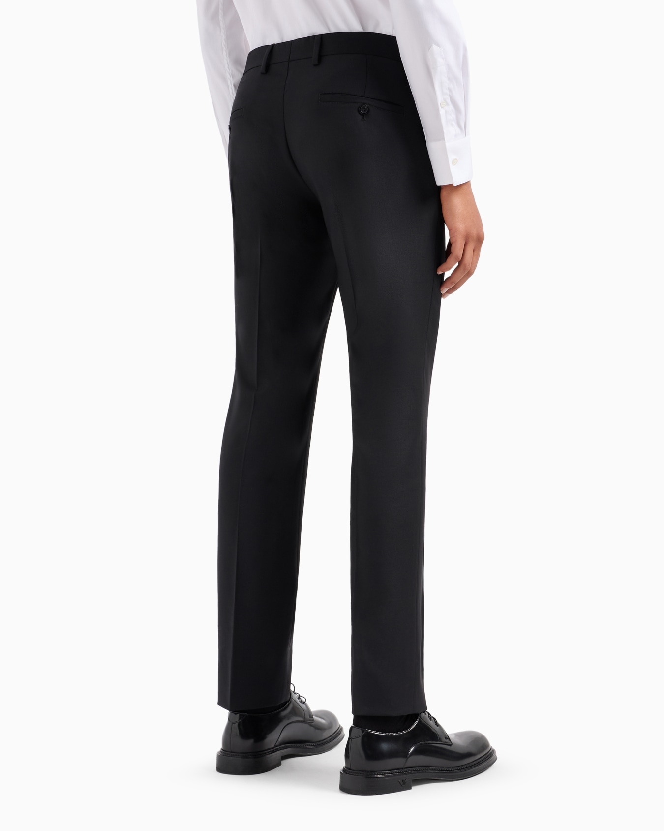 Pantalones con pliegue de lana virgen cepillada Diapositiva 2