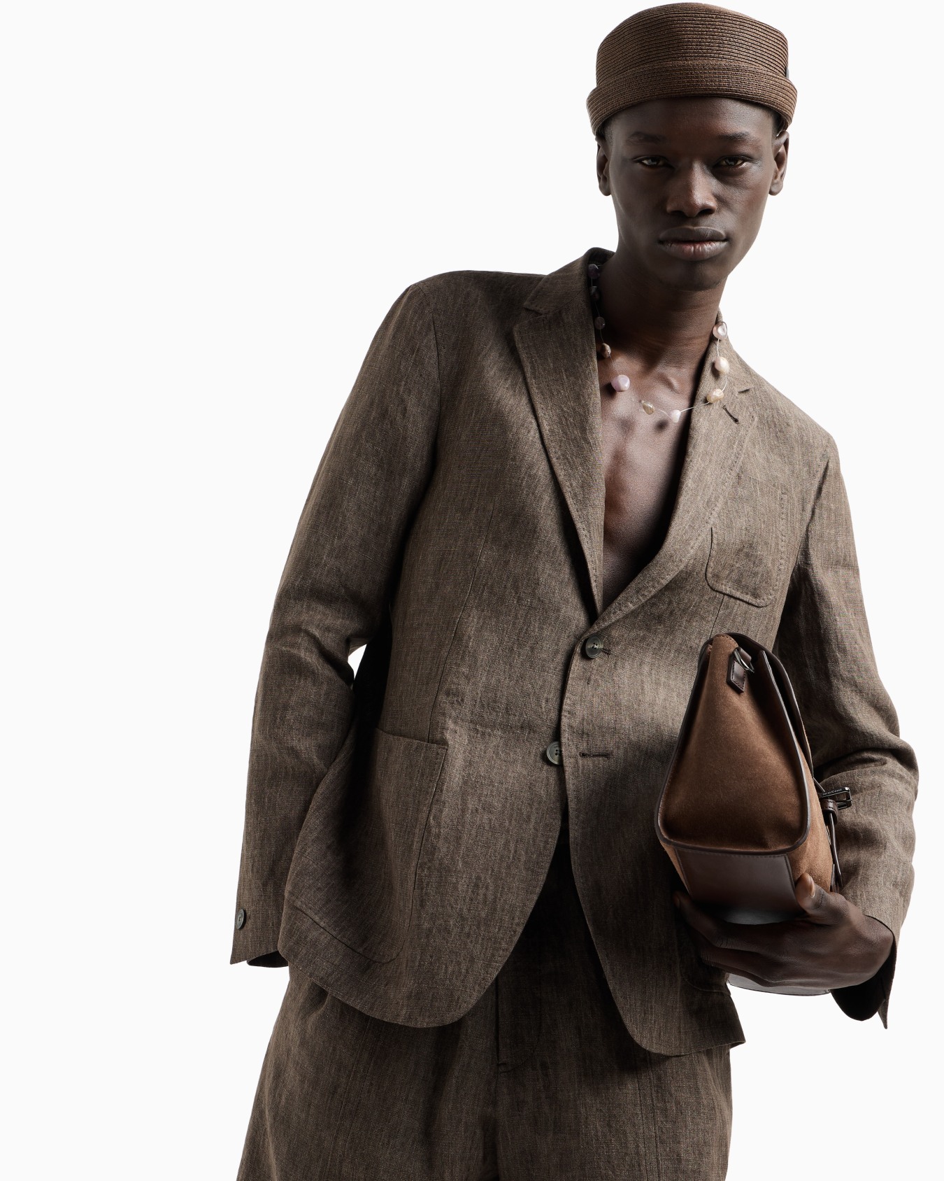Bermuda shorts in faded linen with a crêpe texture, with drawstring Slide 6