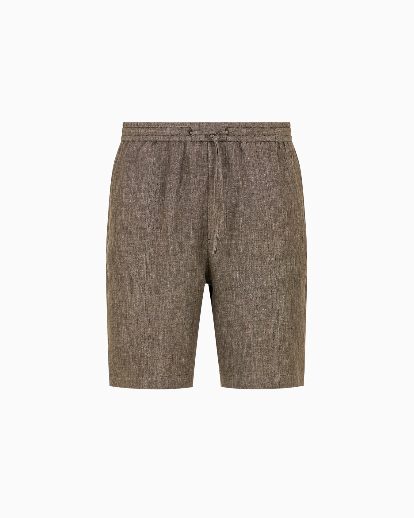 Bermuda shorts in faded linen with a crêpe texture, with drawstring Slide 0