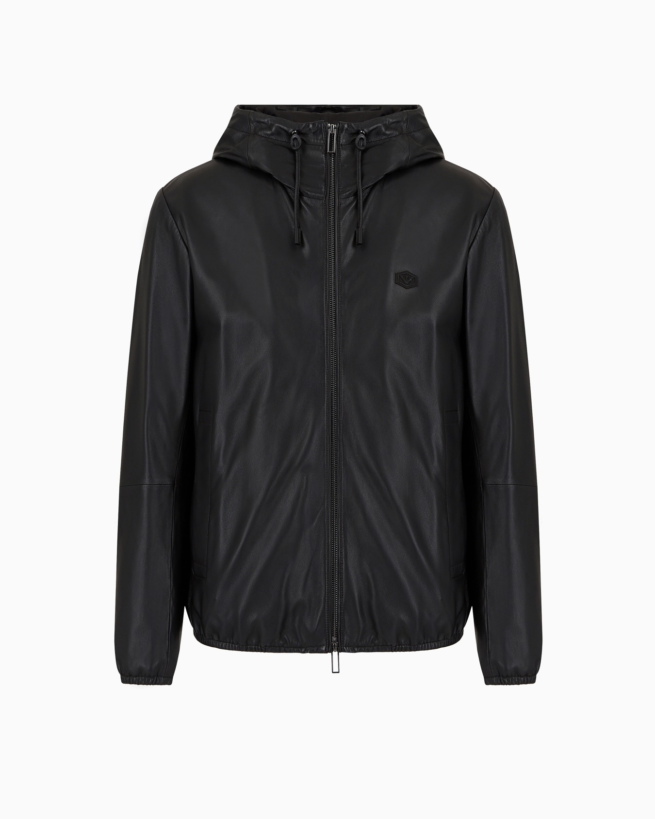 Blouson à capuche entièrement zippé en peau d’agneau semi-aniline Diapositive 0