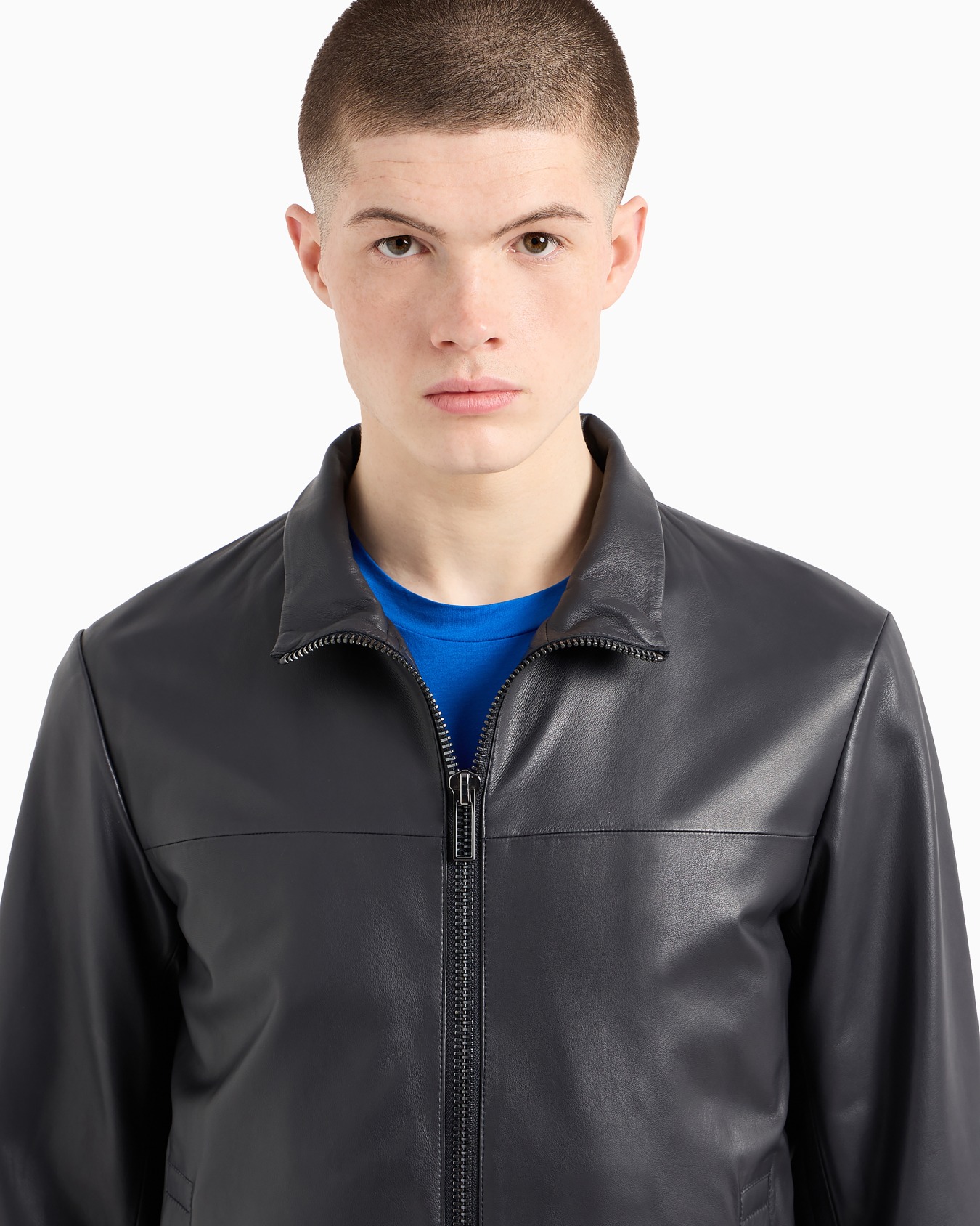 Blouson entièrement zippé en peau d’agneau semi-aniline Diapositive 4