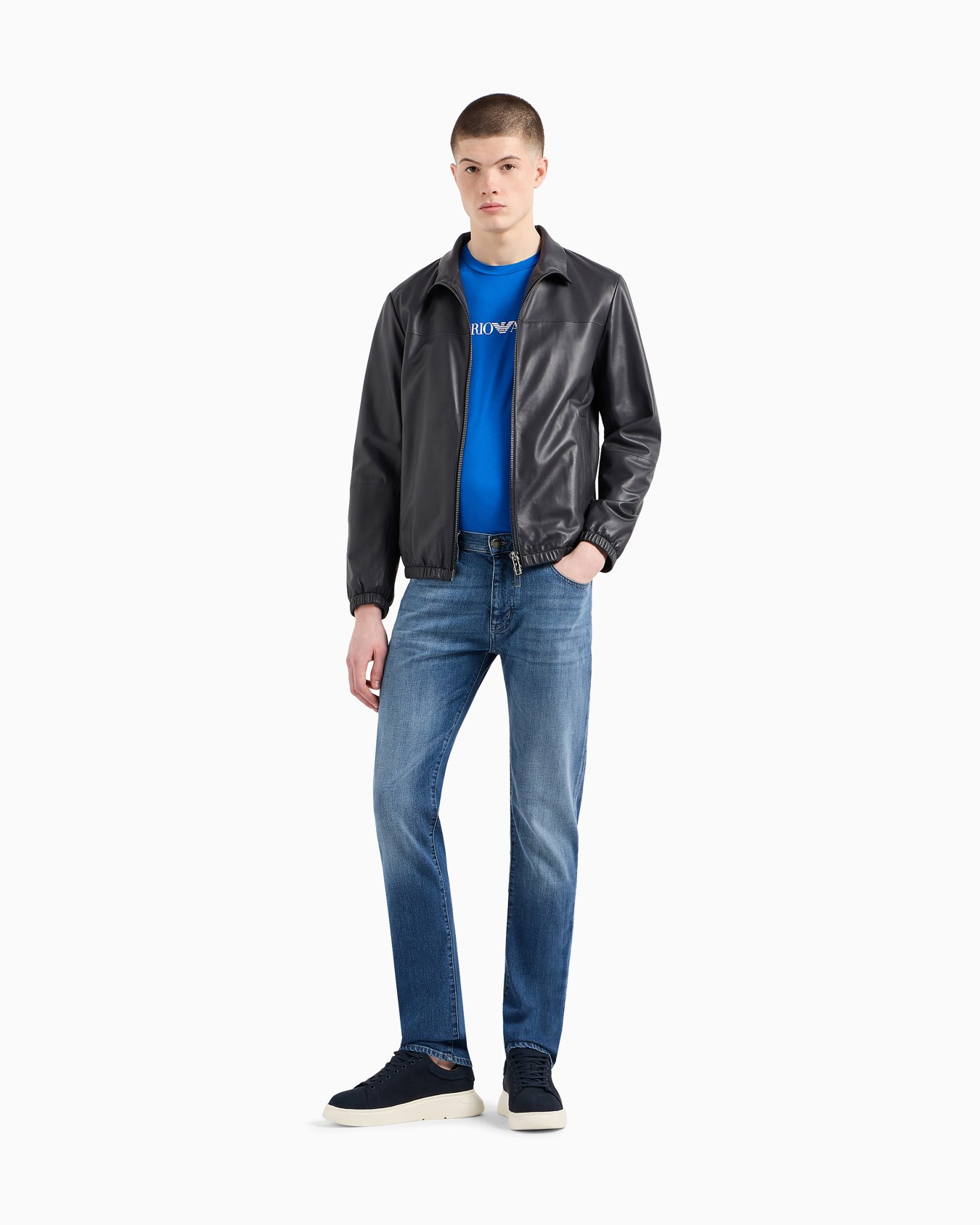 Blouson entièrement zippé en peau d’agneau semi-aniline Diapositive 1