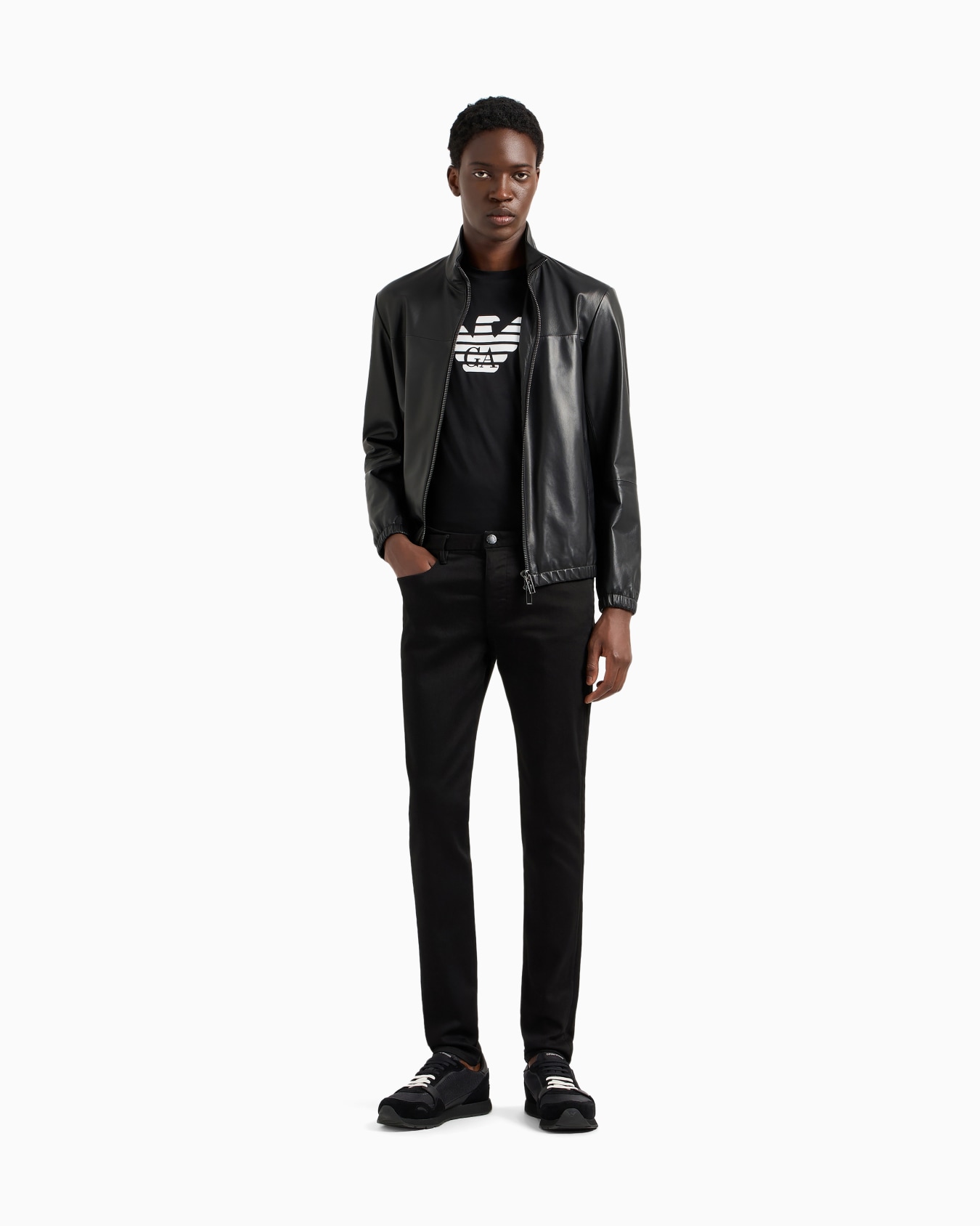 Semi-aniline nappa lambskin blouson with full-length zip Slide 1