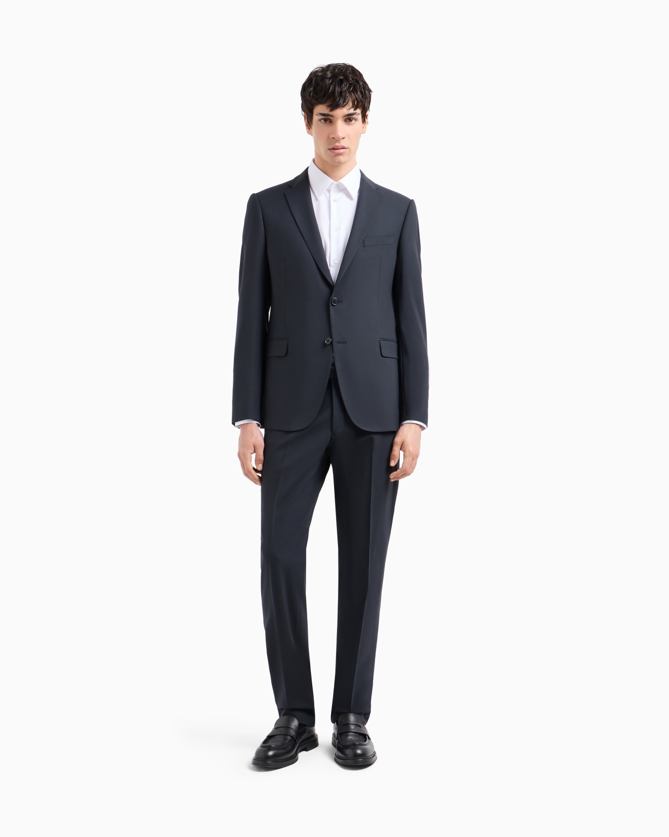 Single-breasted, slim-fit suit in brushed stretch light wool Slide 3