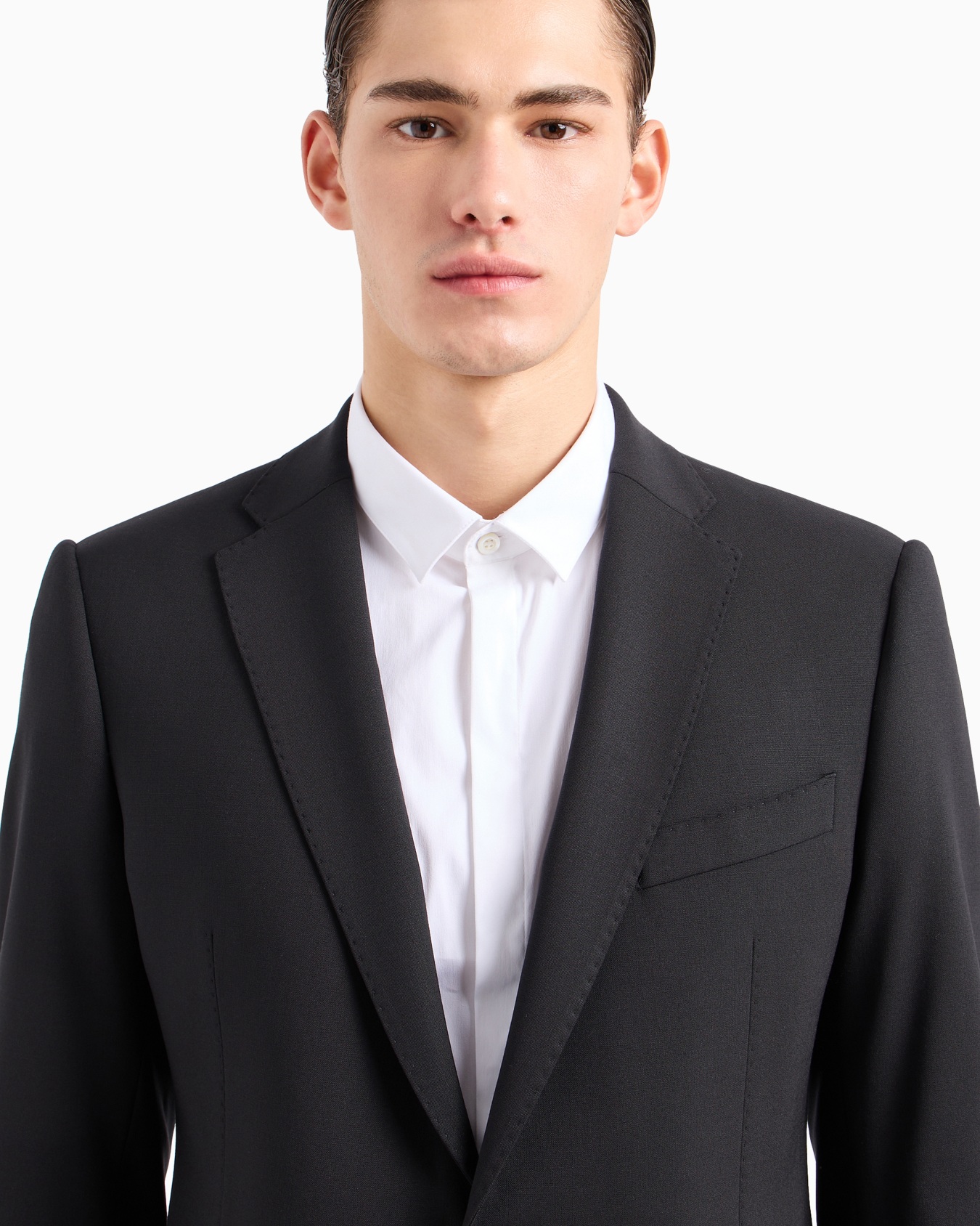 Single-breasted, slim-fit suit in brushed stretch light wool Slide 4