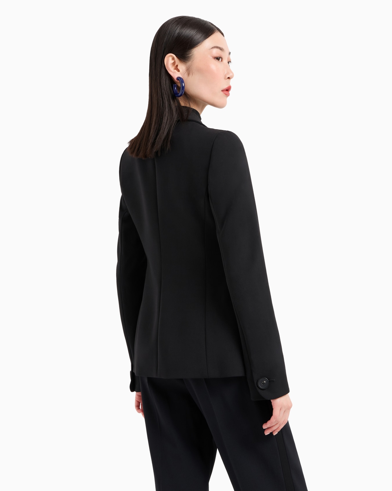 Chaqueta de abotonadura sencilla en grain de poudre de lana Diapositiva 2