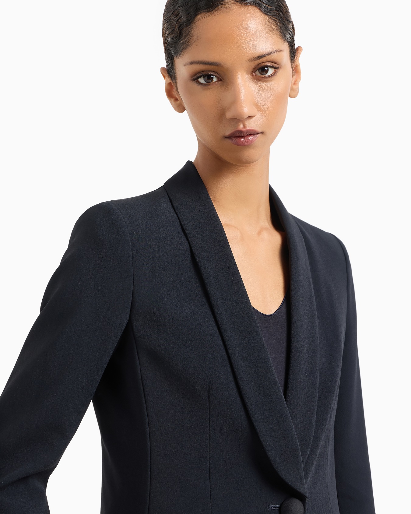 Single-breasted blazer in envers satin Slide 4