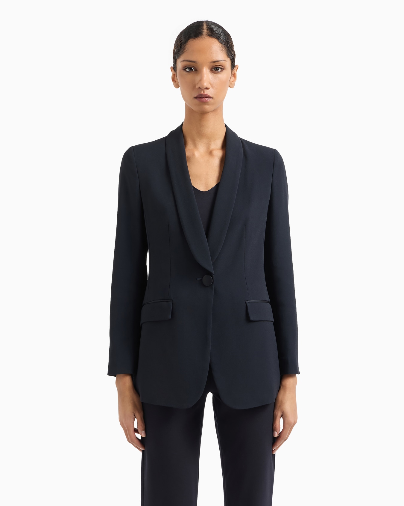 Single-breasted blazer in envers satin Slide 3