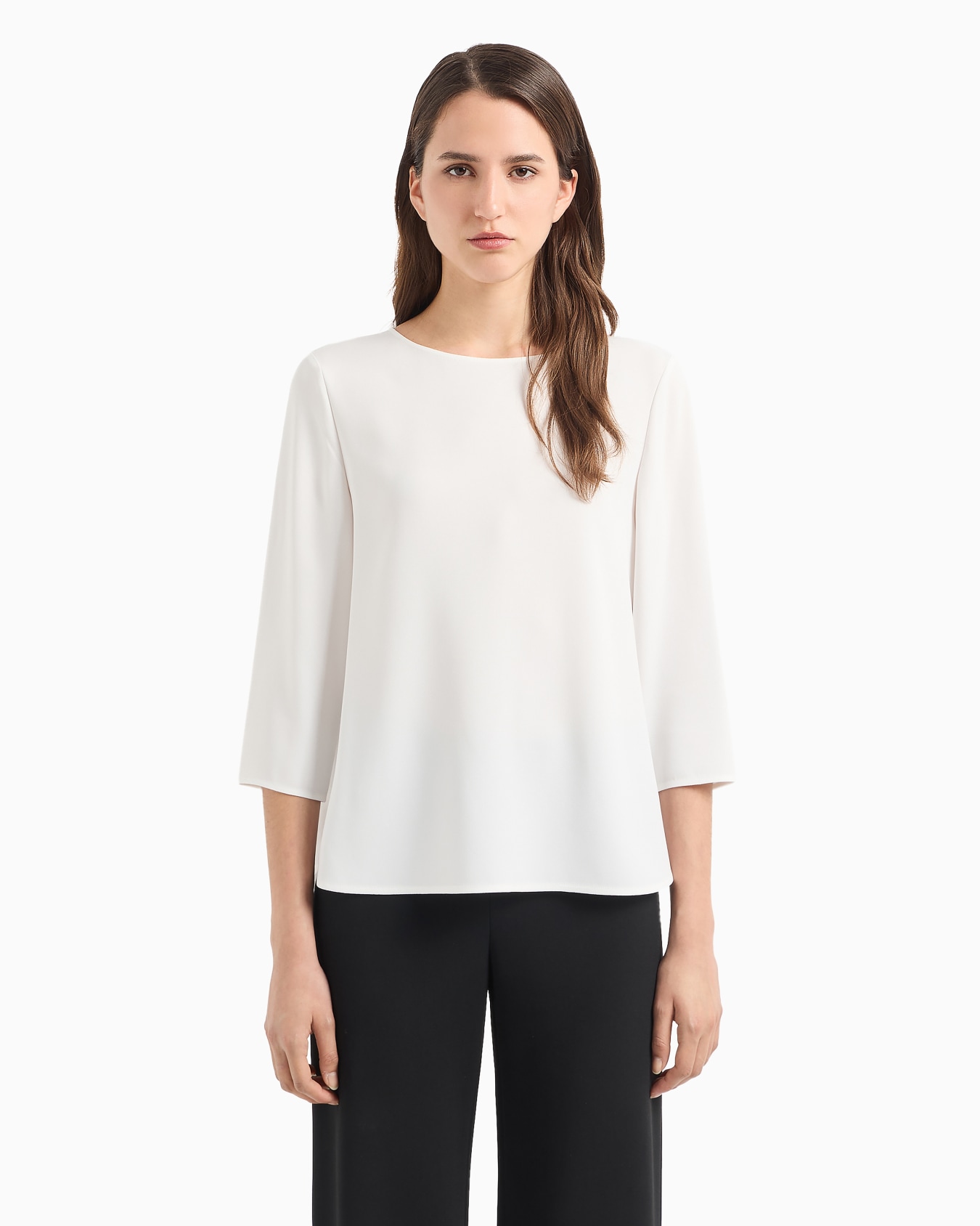Blusa in envers satin con maniche 3/4 Slide 3