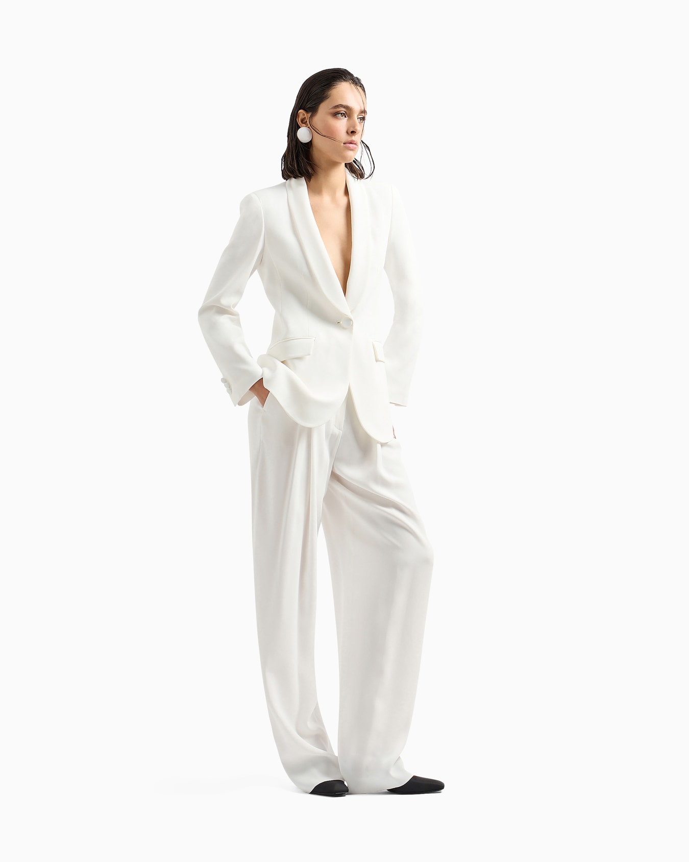Envers-satin palazzo trousers with darts Slide 1