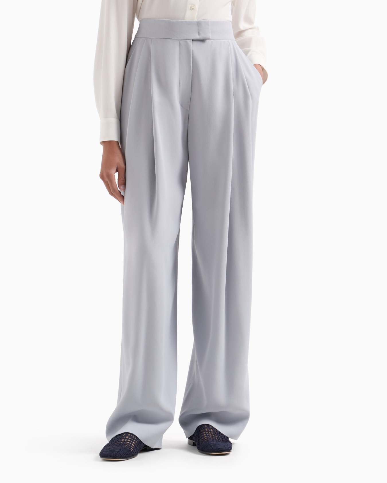 Pantalon palazzo à pinces en envers satin Diapositive 1