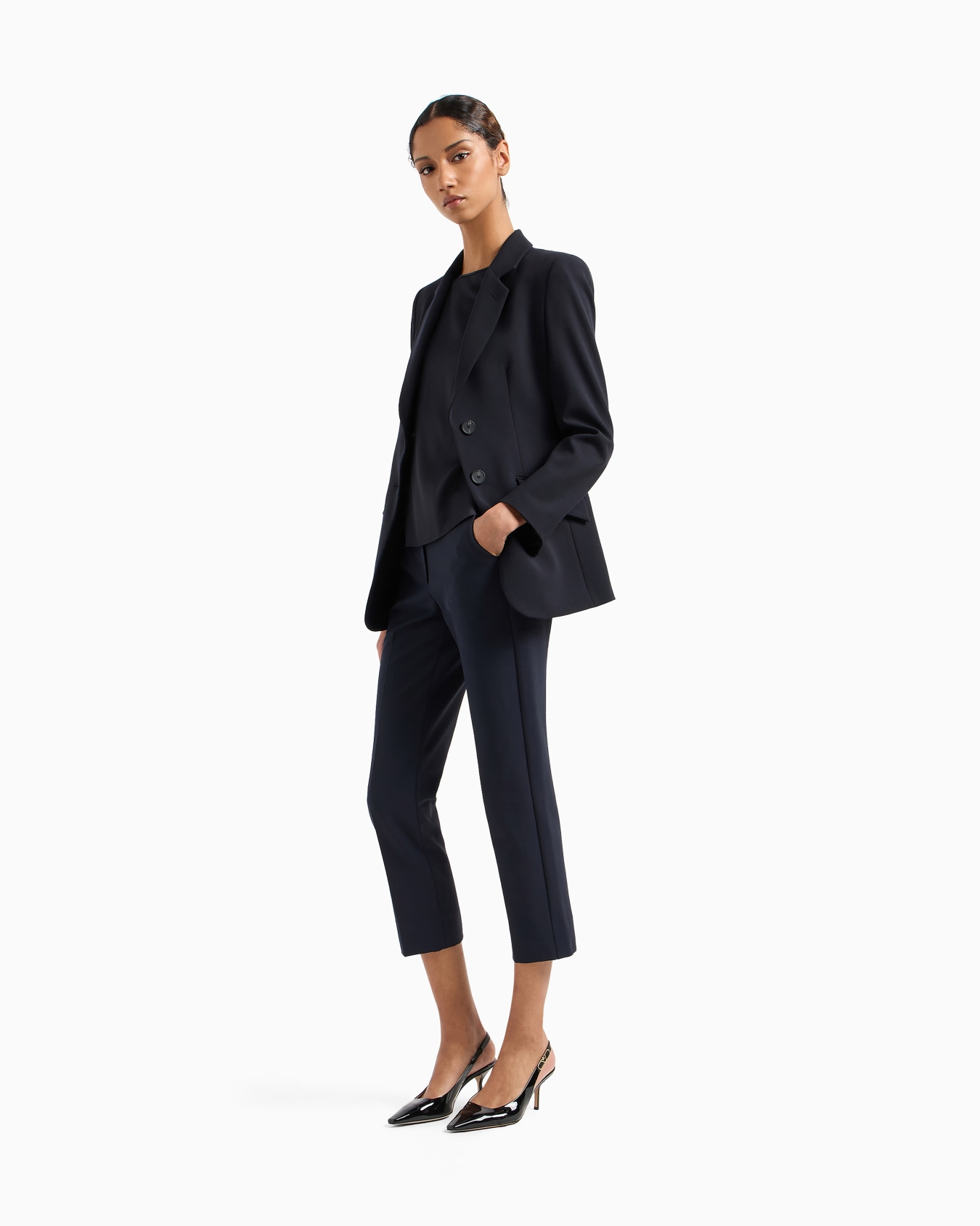 Stretch gabardine 7/8 trousers Slide 1