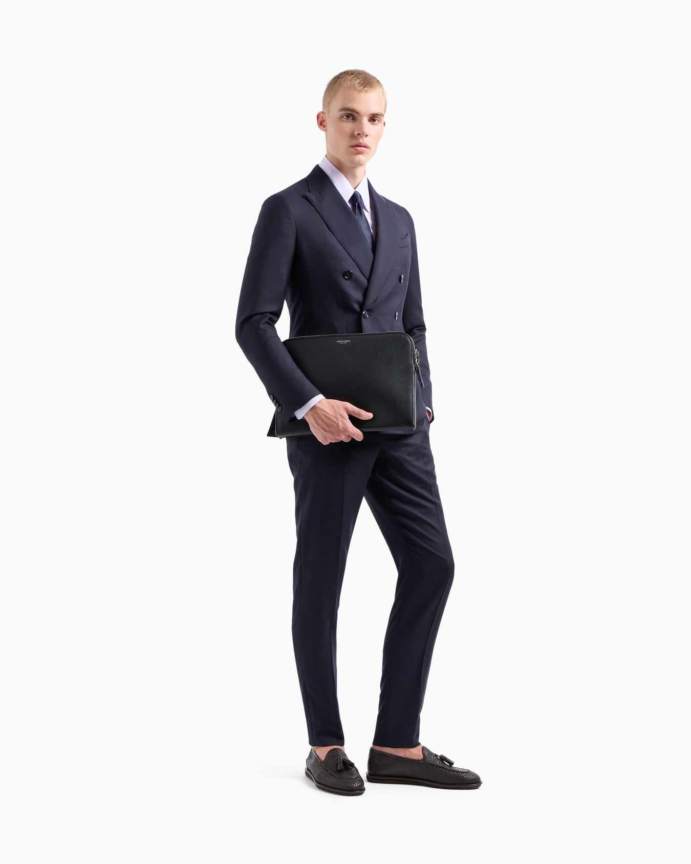 Napoli Line double-breasted cashmere and silk suit Slide 1