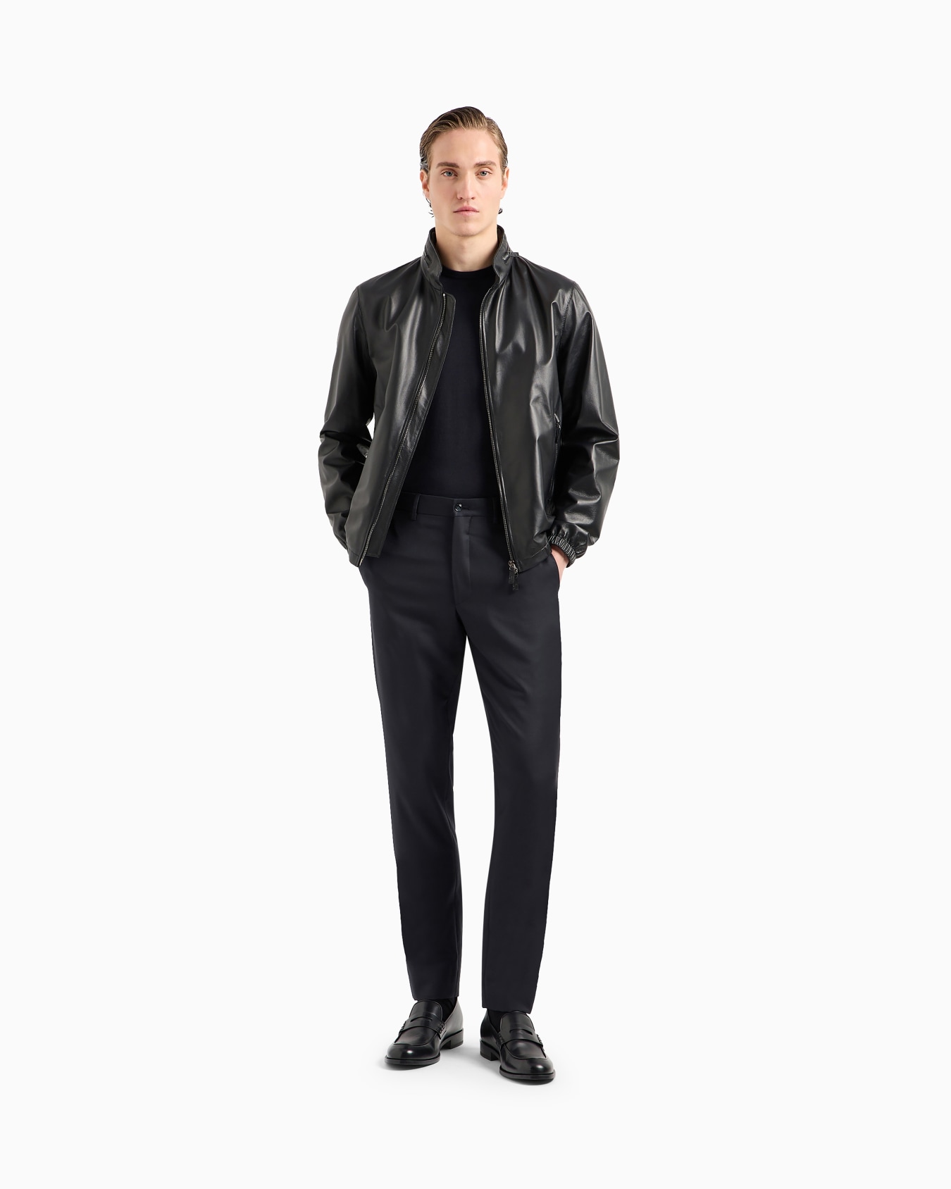 Nappa leather blouson with zip Slide 1