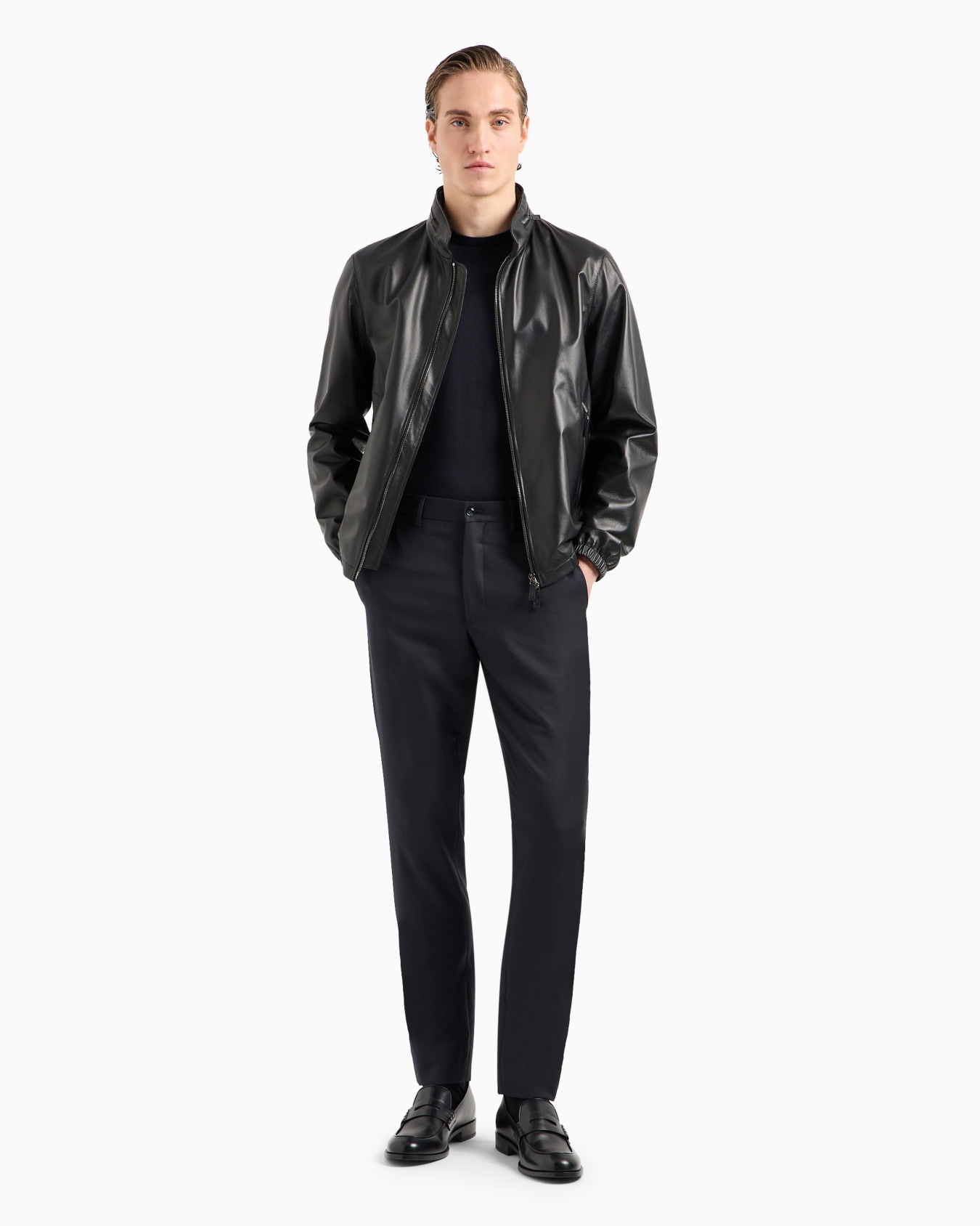 Nappa leather blouson with zip Slide 3