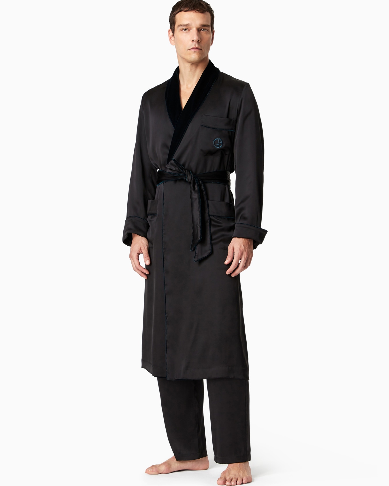 Monogrammed silk dressing gown Slide 1