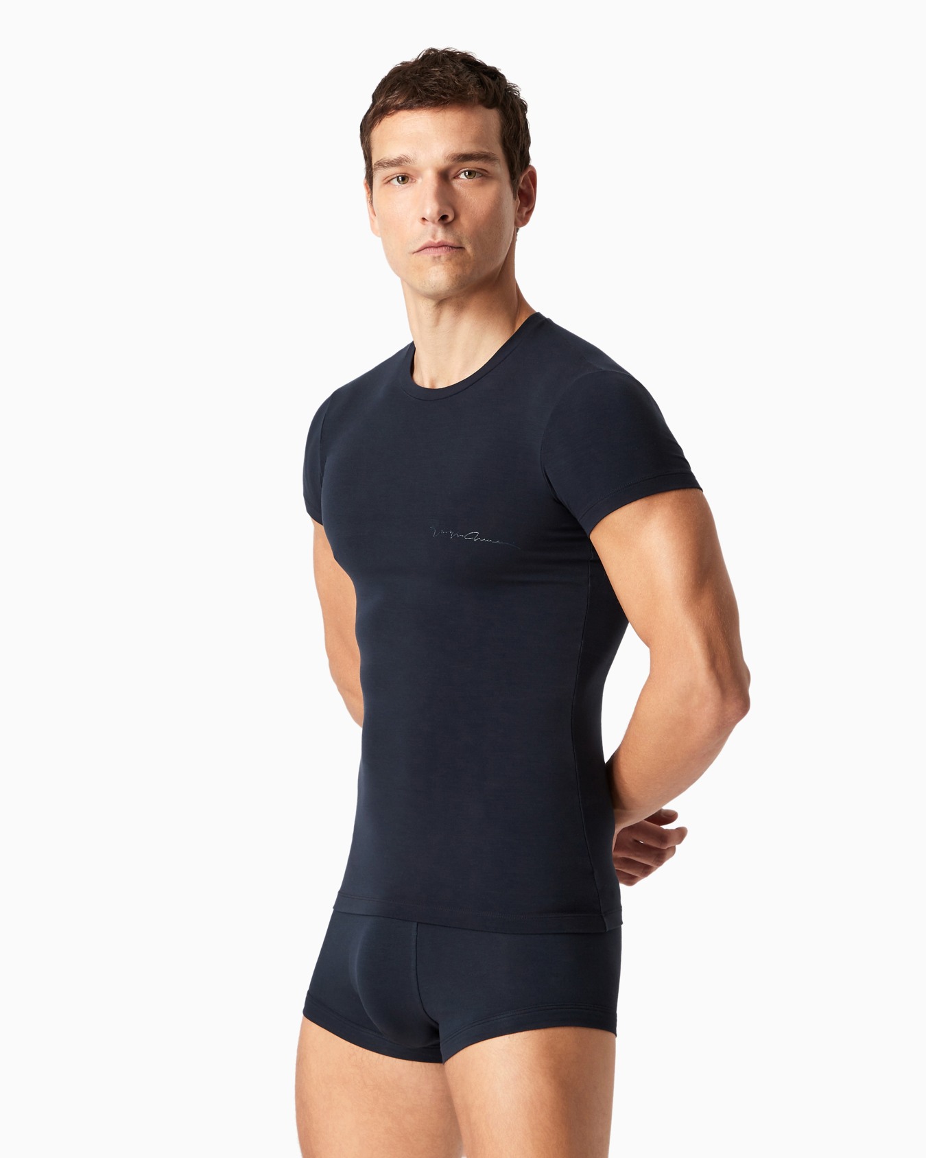 Short-sleeved loungewear jumper in stretch modal Slide 1