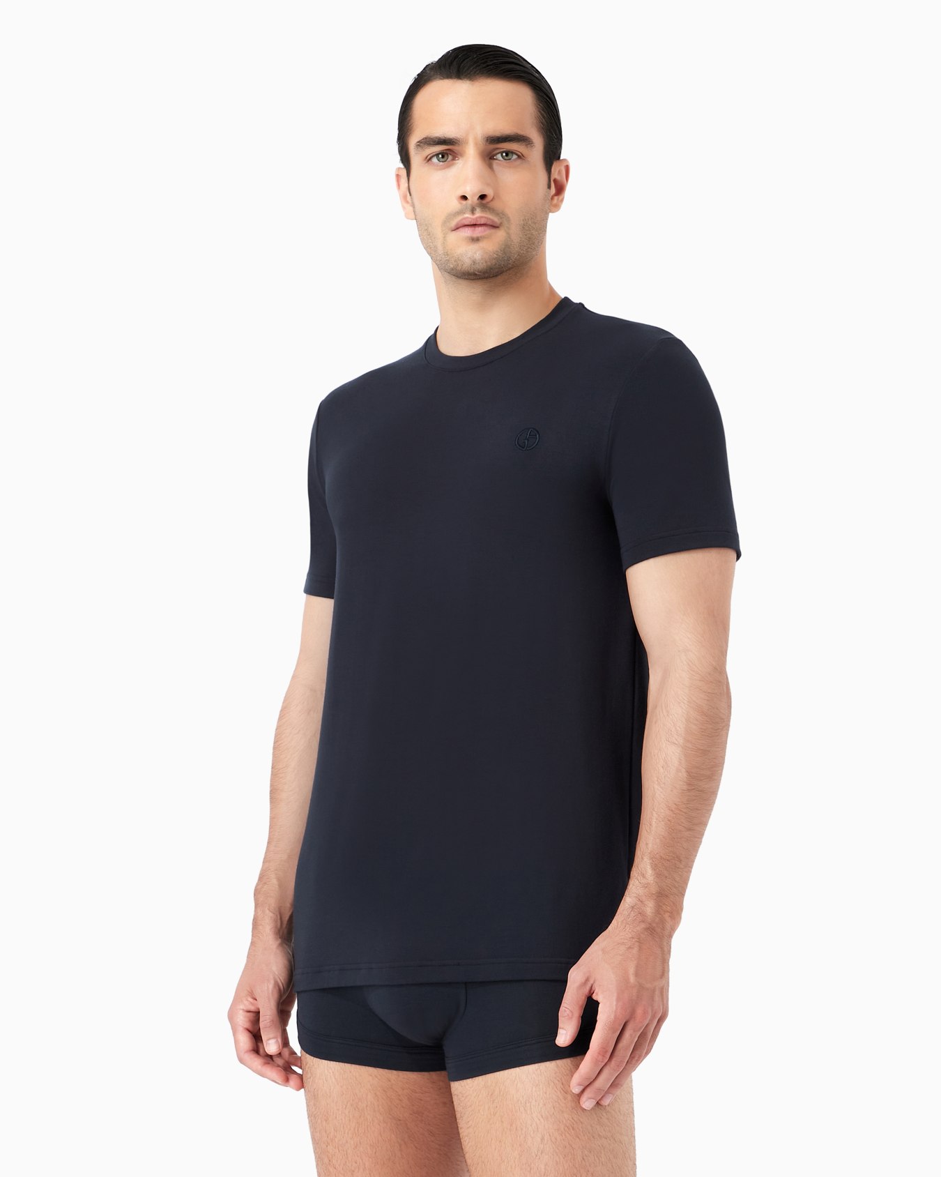 Stretch-jersey loungewear short-sleeved T-shirt Slide 1