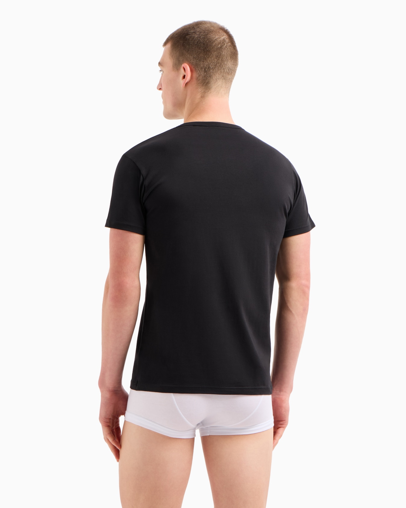 Lot composé de 2 T-shirts d'interieur à coupe classique avec logo monogramme épuré Diapositive 2