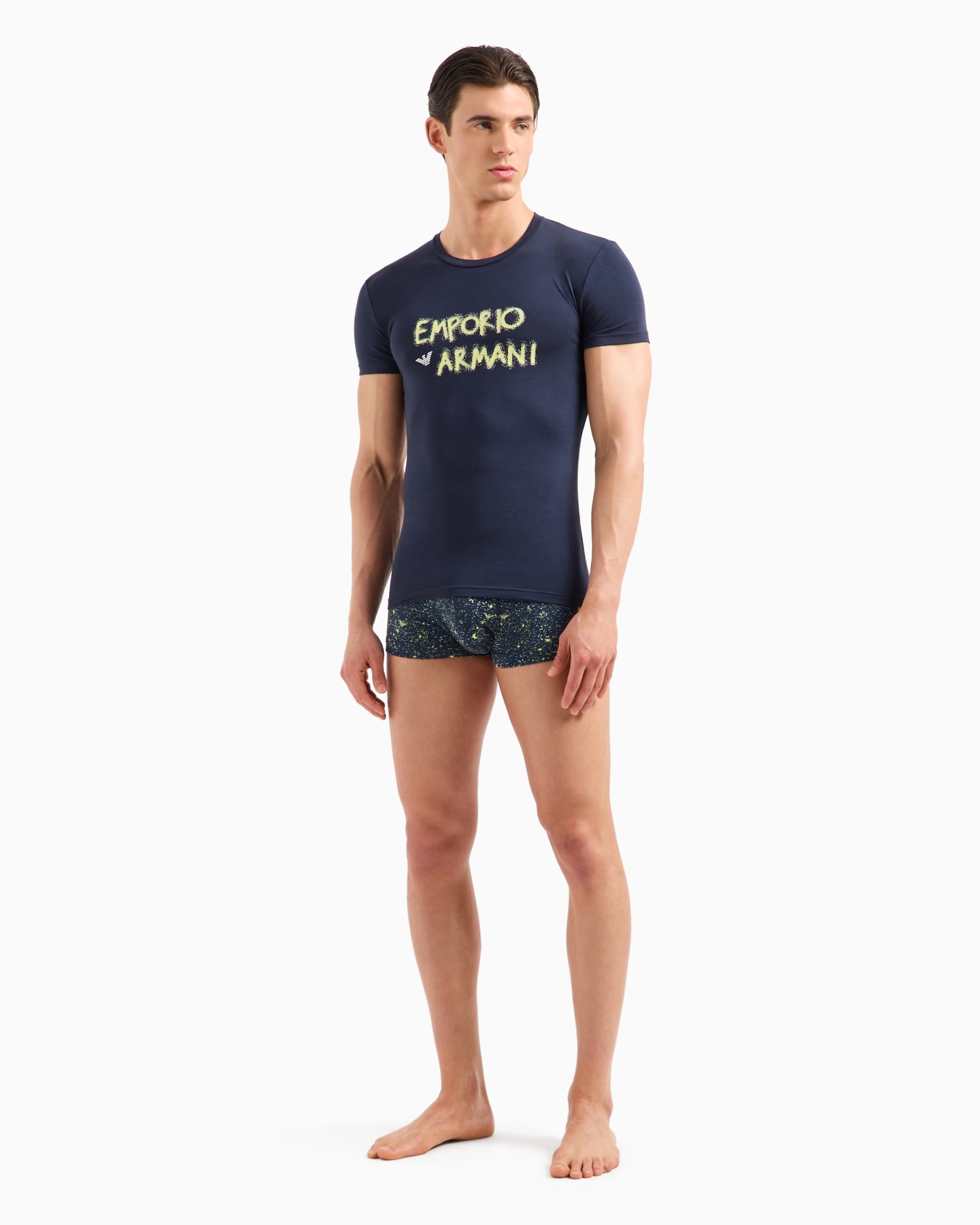 Conjunto de camiseta interior y calzoncillo bóxer con estampado de estrellas brillantes Diapositiva 1