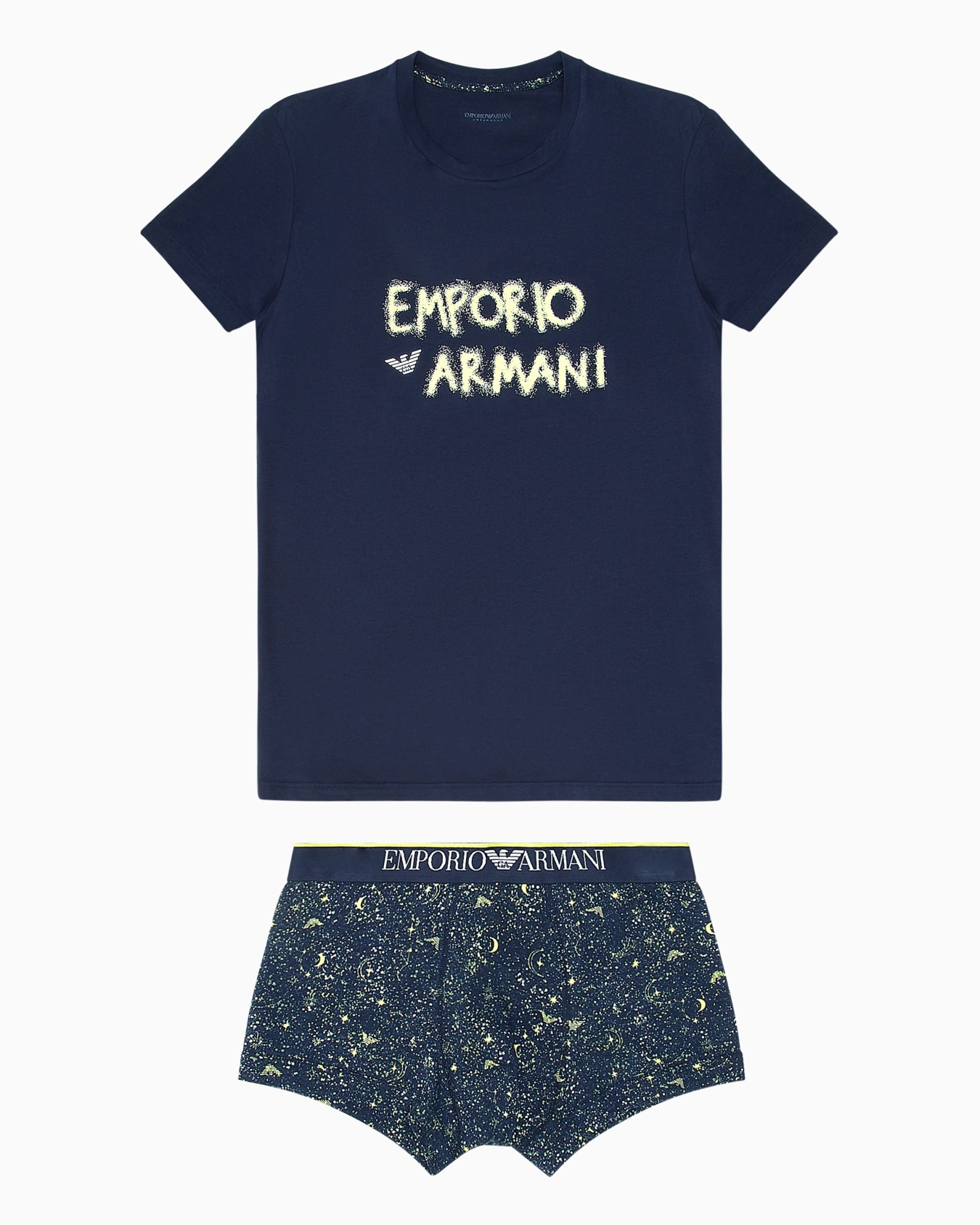 Conjunto de camiseta interior y calzoncillo bóxer con estampado de estrellas brillantes Diapositiva 0