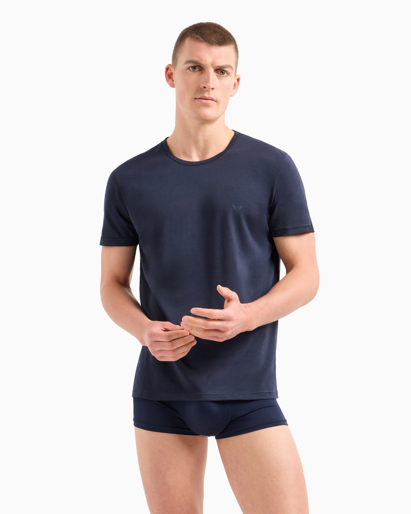 Two-pack of regular-fit, pure cotton underwear T-shirts Slide 1