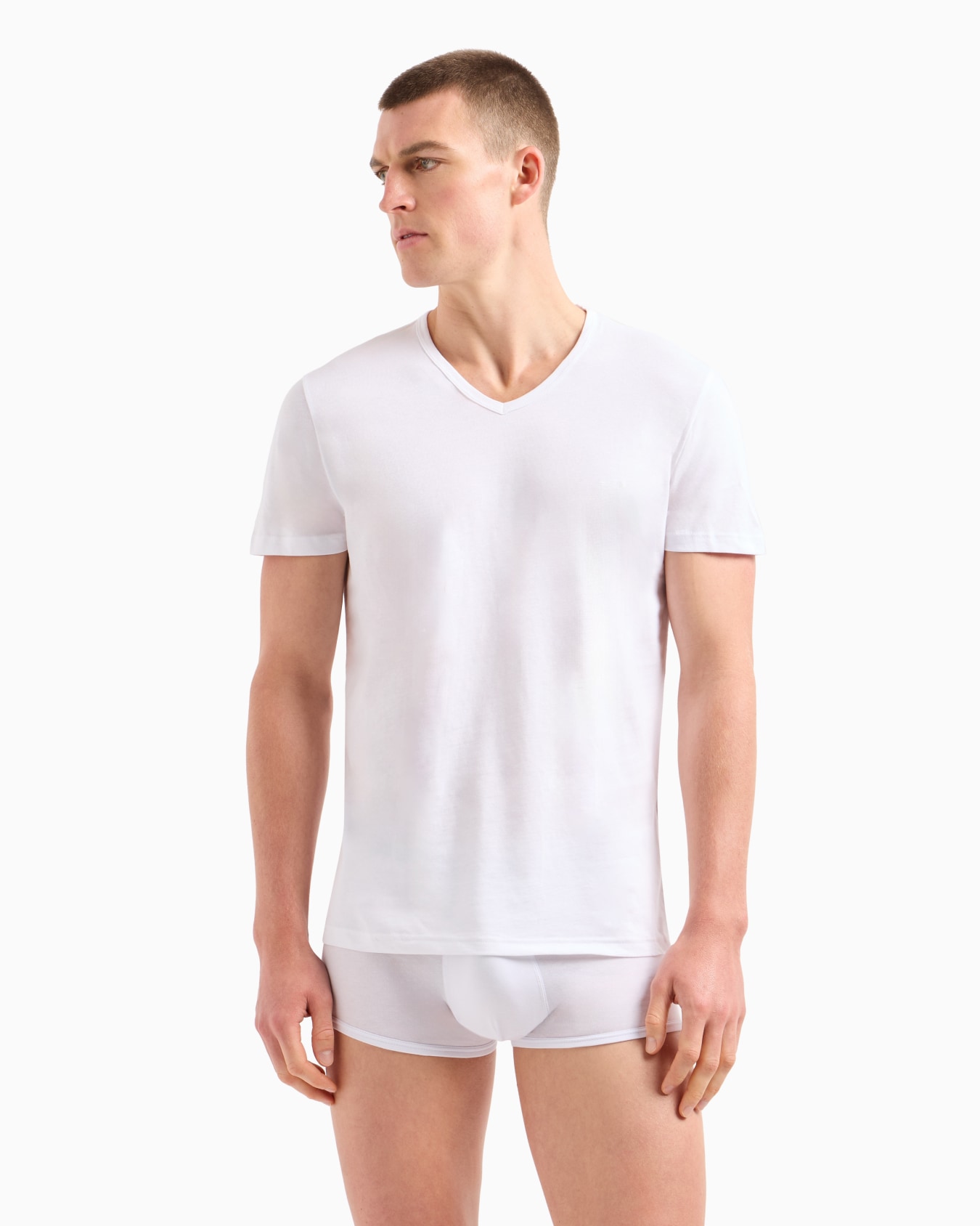 Pack 2 T-shirt underwear scollo V regular fit in puro cotone Slide 1