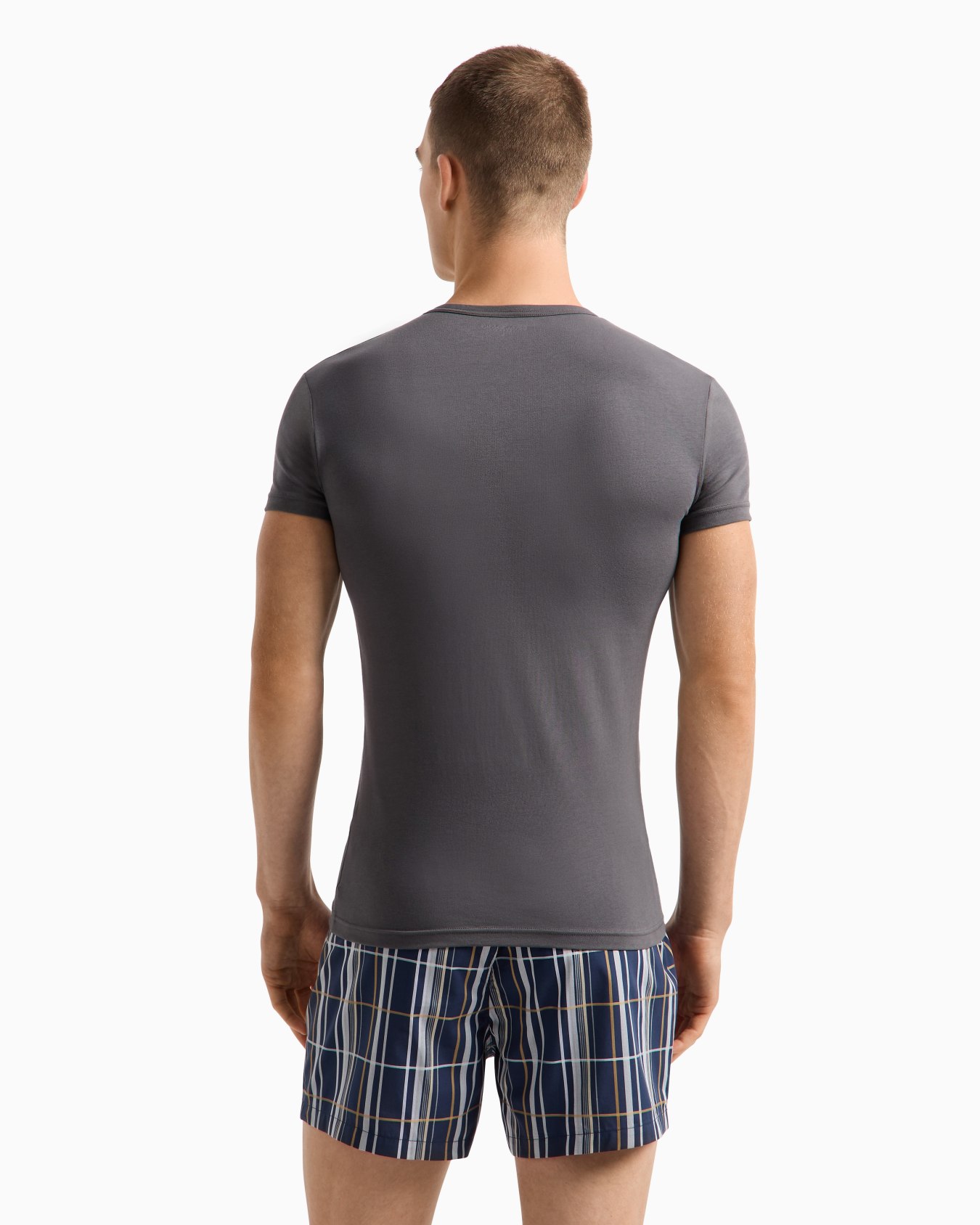 Two-pack of loungewear slim-fit T-shirts with a bold monogram logo Slide 2