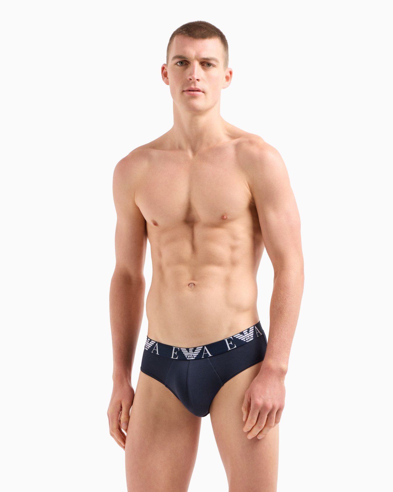 Three-pack of briefs with bold monogram logo Slide 1