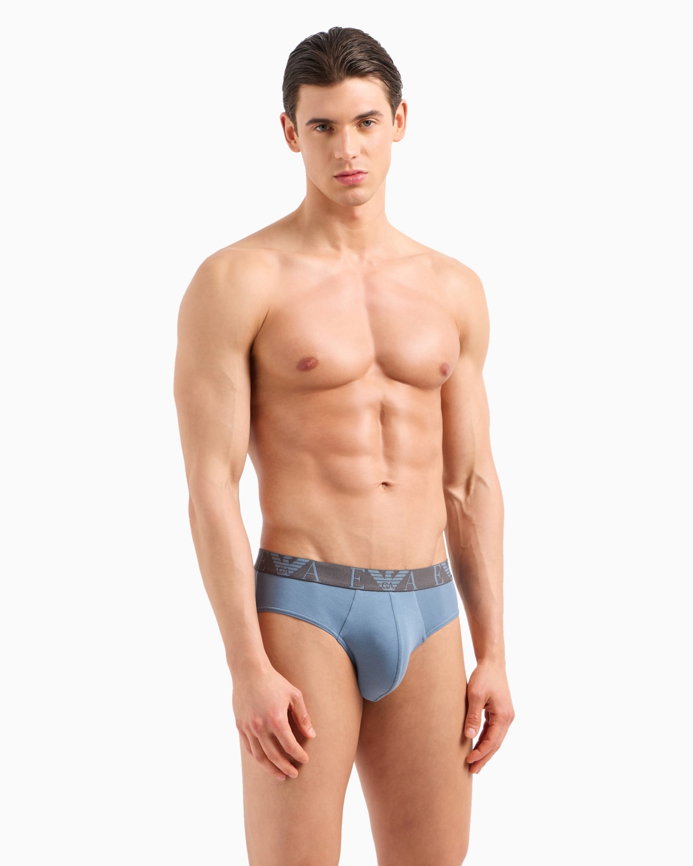Three-pack of briefs with bold monogram logo Slide 1