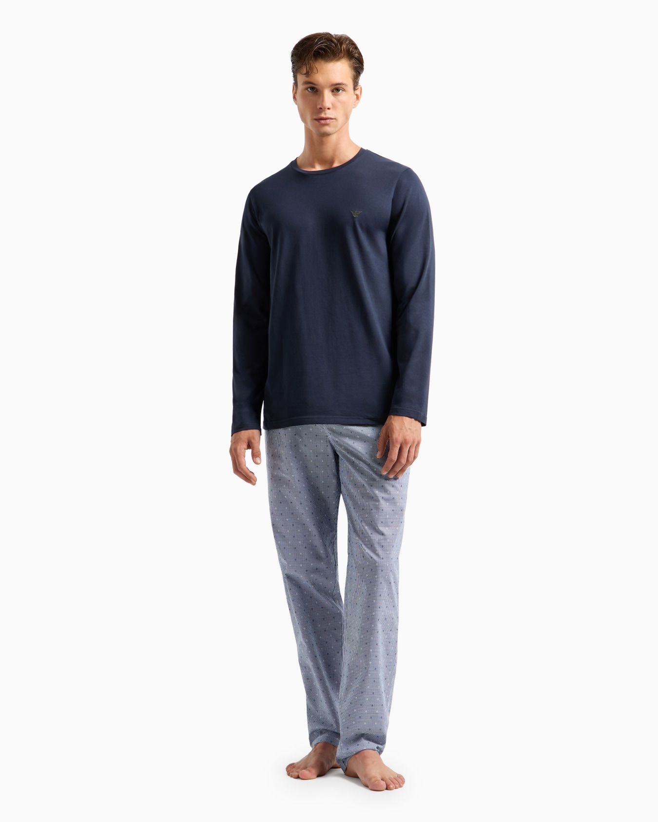 Pigiama con pantaloni in tessuto jacquard pattern all over Slide 1