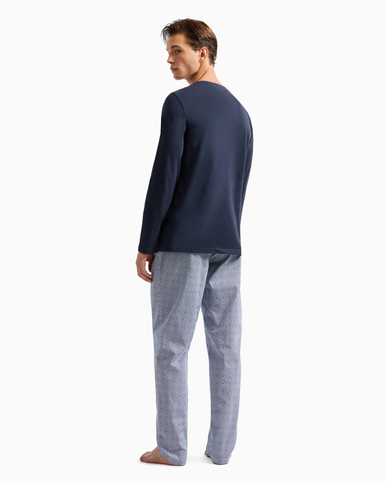 Pigiama con pantaloni in tessuto jacquard pattern all over Slide 2