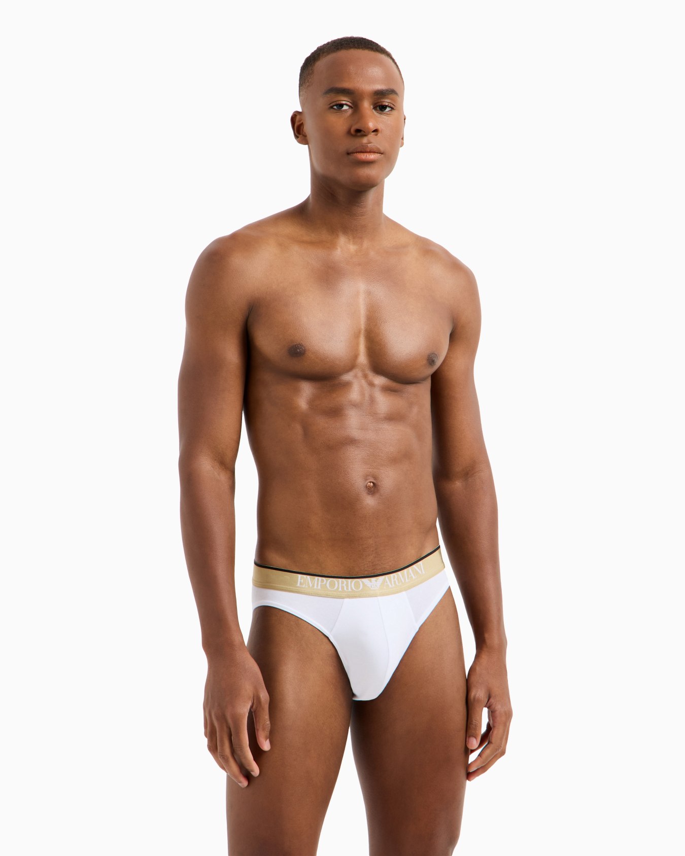 Slip taille élastique avec bande logo brillante Diapositive 1