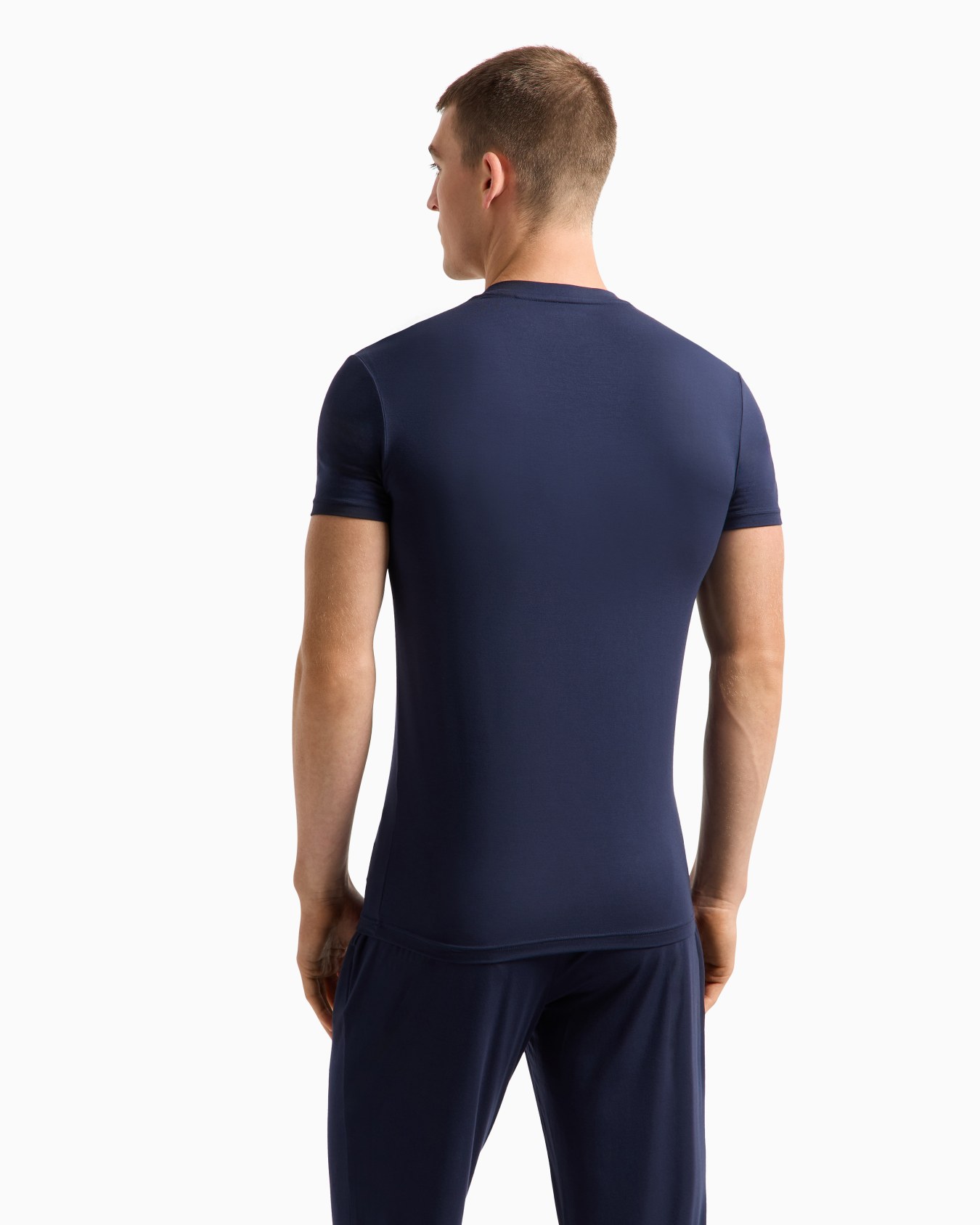 Loungewear fitted V-neck T-shirt in cosy modal Slide 2