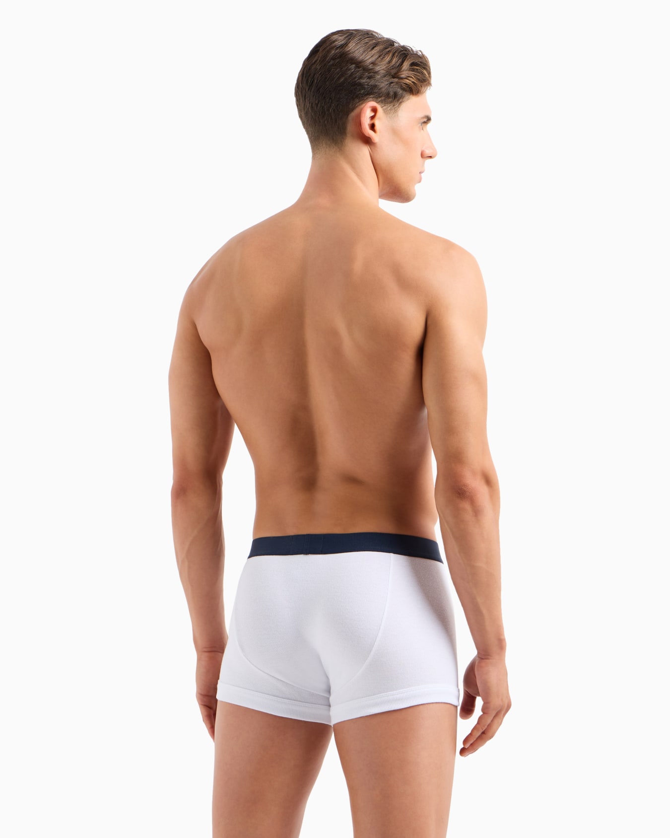 Lot de 2 boxers en coton à fines côtes avec bande logotypée Diapositive 2